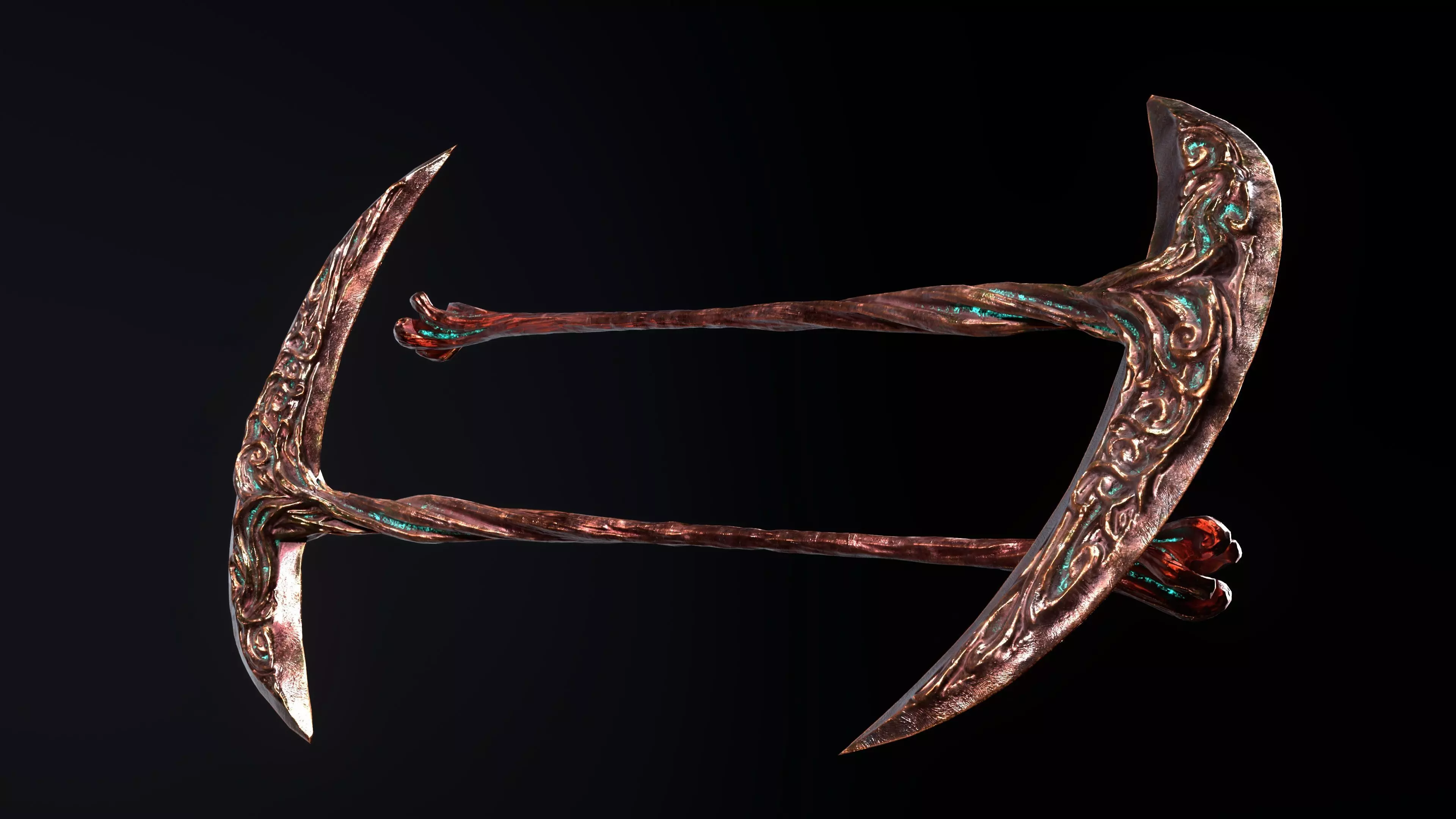 Scythe Melee Weapon Low-poly 3D model_0