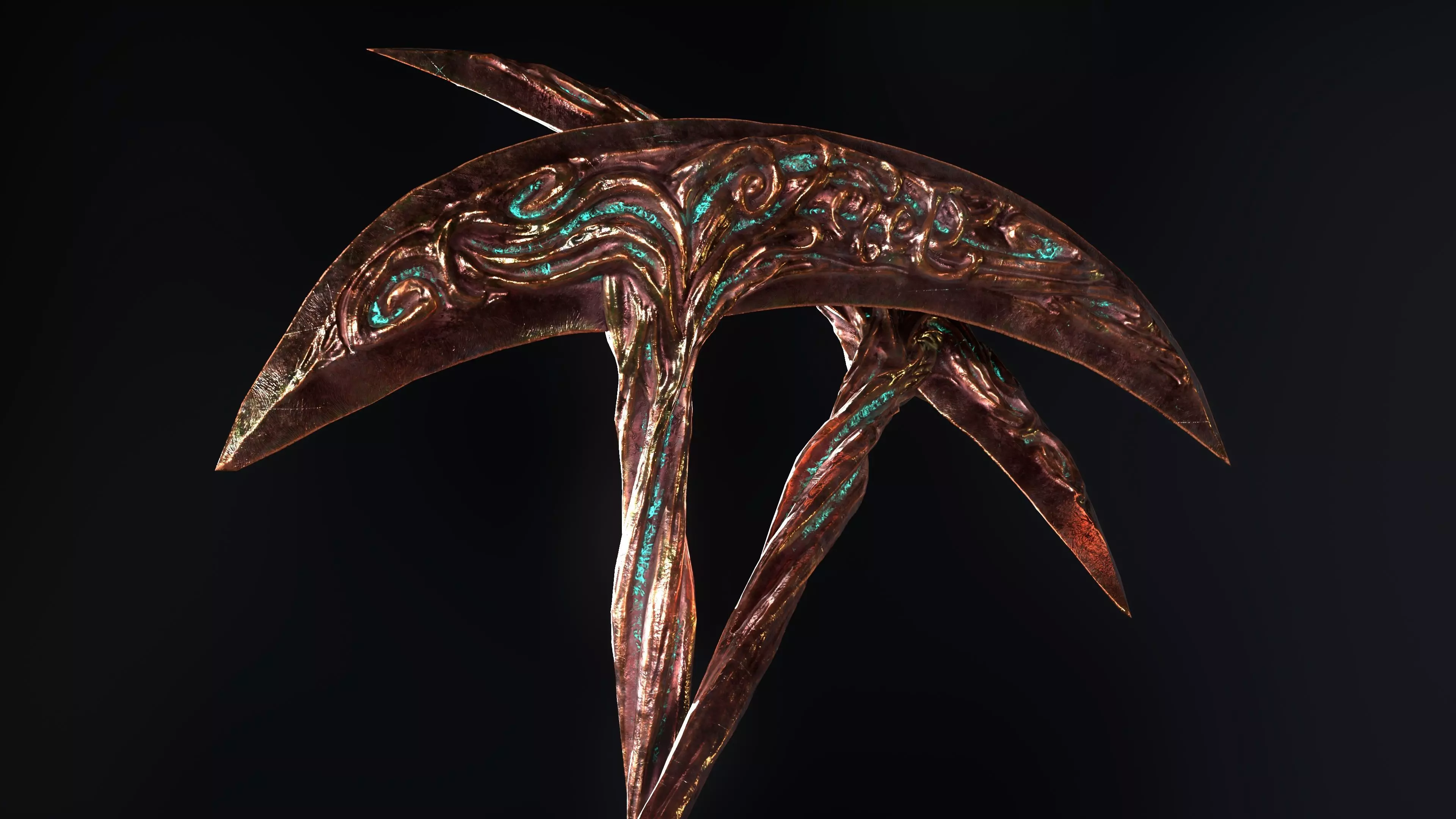 Scythe Melee Weapon Low-poly 3D model_1