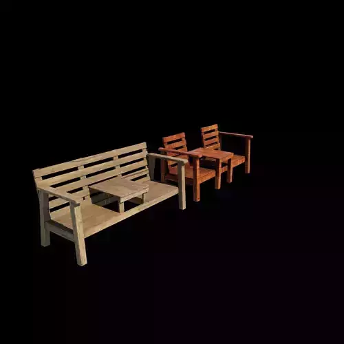 Double Chair Bench 3D model