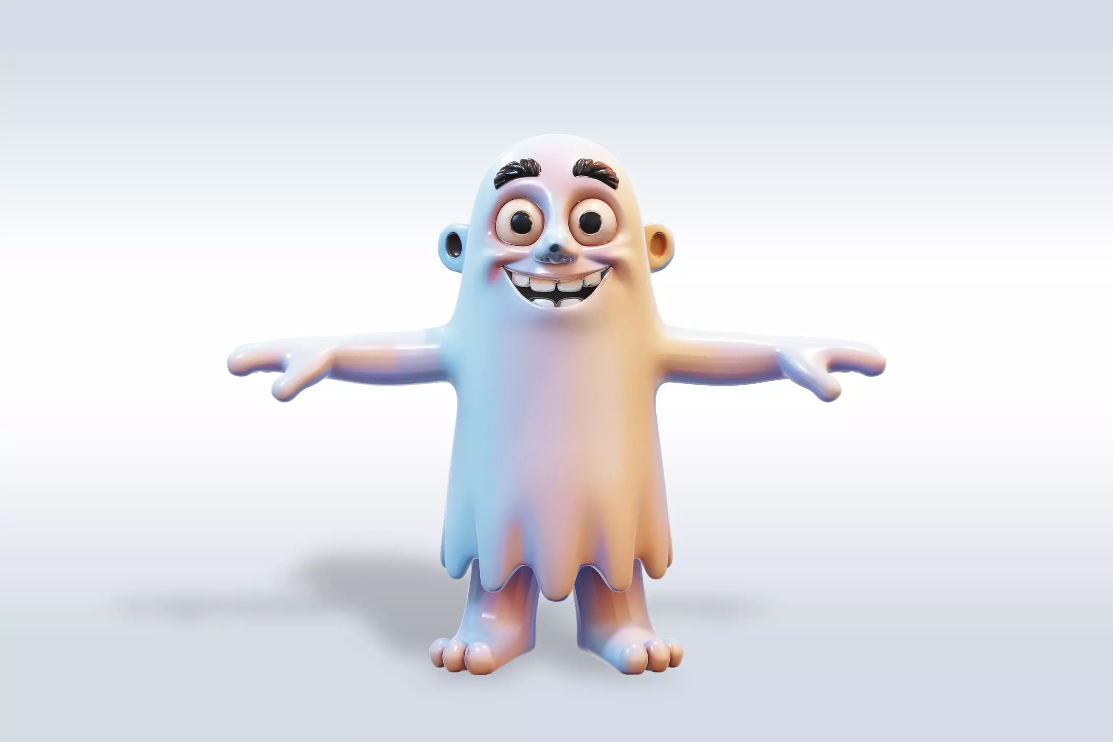 Cheerful Ghost Boy Character 3D model_0