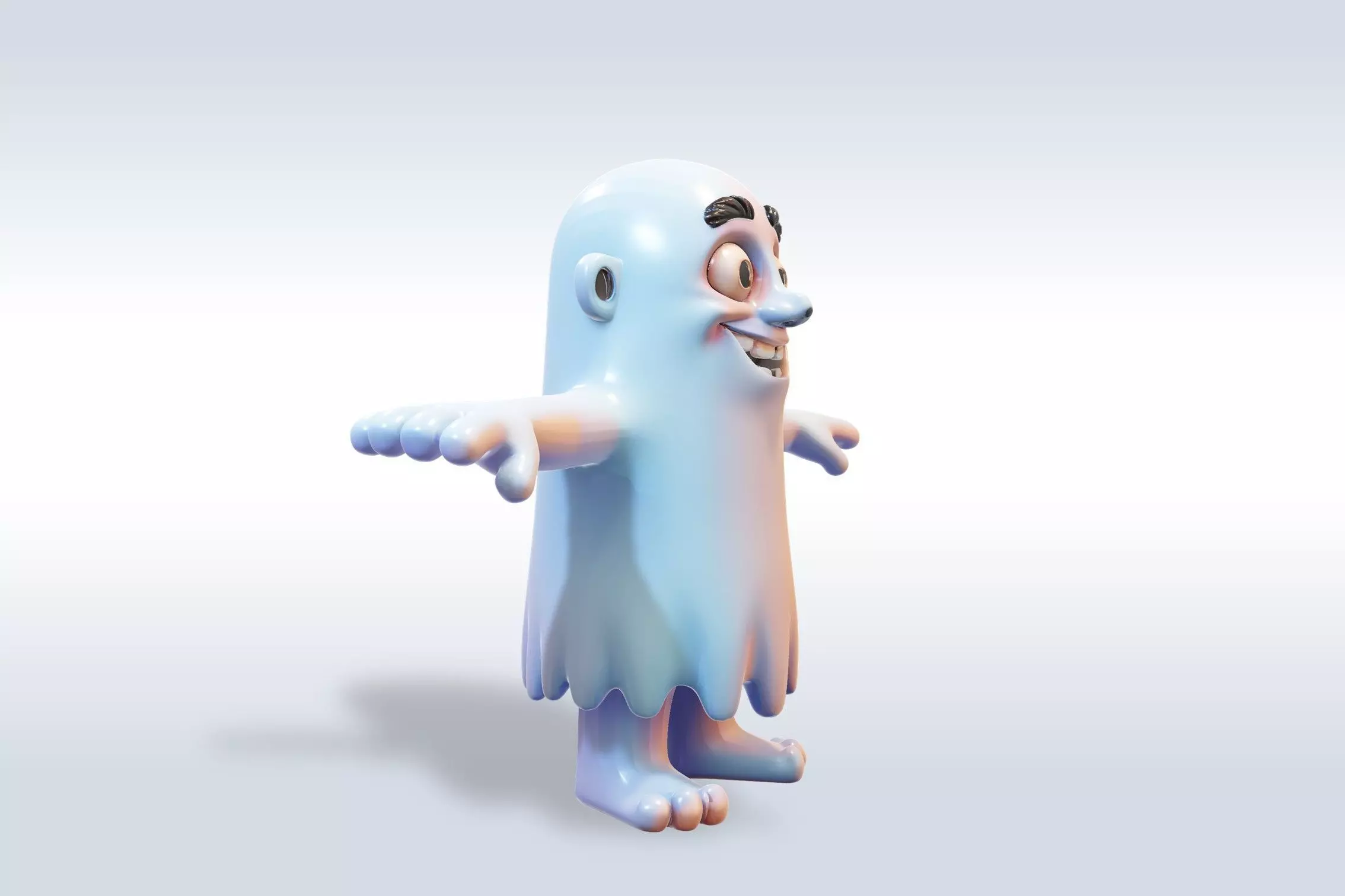 Cheerful Ghost Boy Character 3D model_1