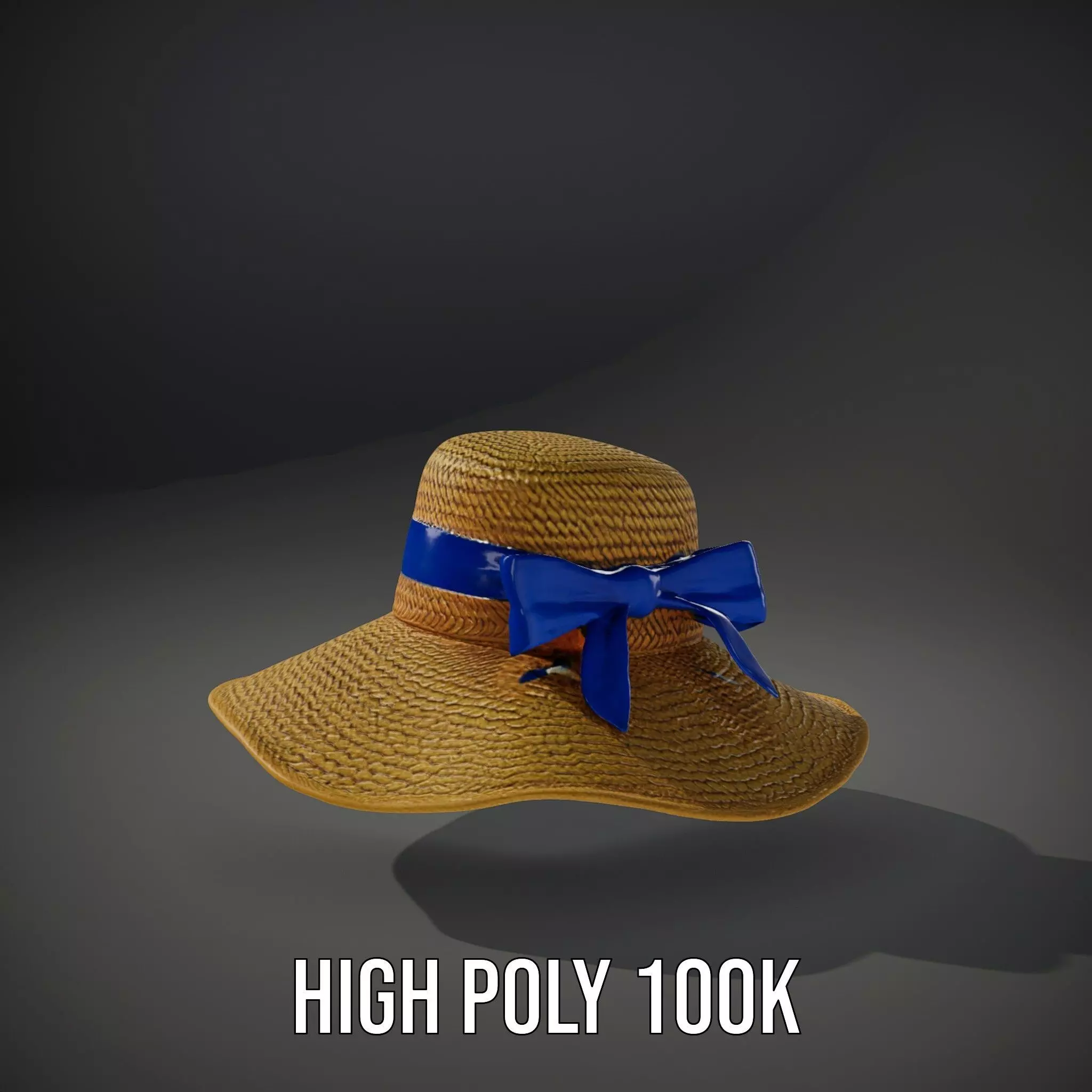 Straw Sun Hat with Blue Ribbon model pack Low-poly 3D model_11