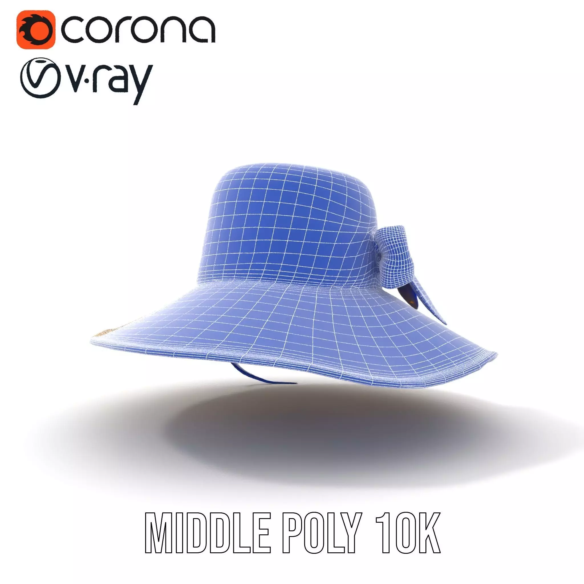 Straw Sun Hat with Blue Ribbon model pack Low-poly 3D model_25
