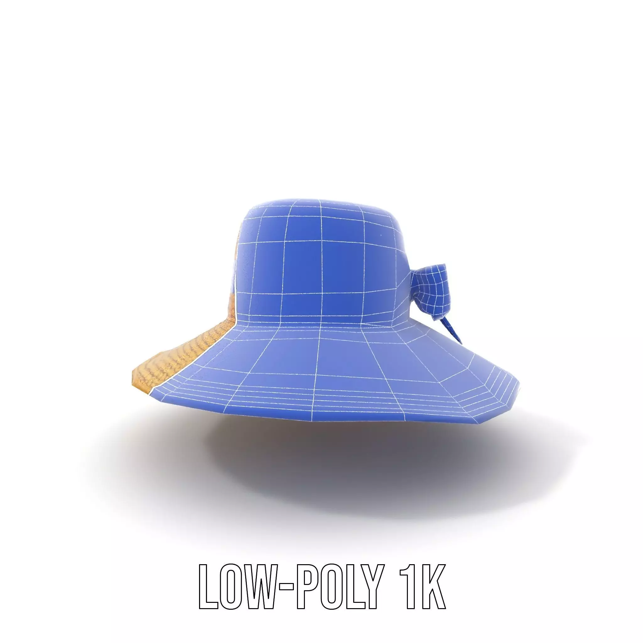 Straw Sun Hat with Blue Ribbon model pack Low-poly 3D model_29
