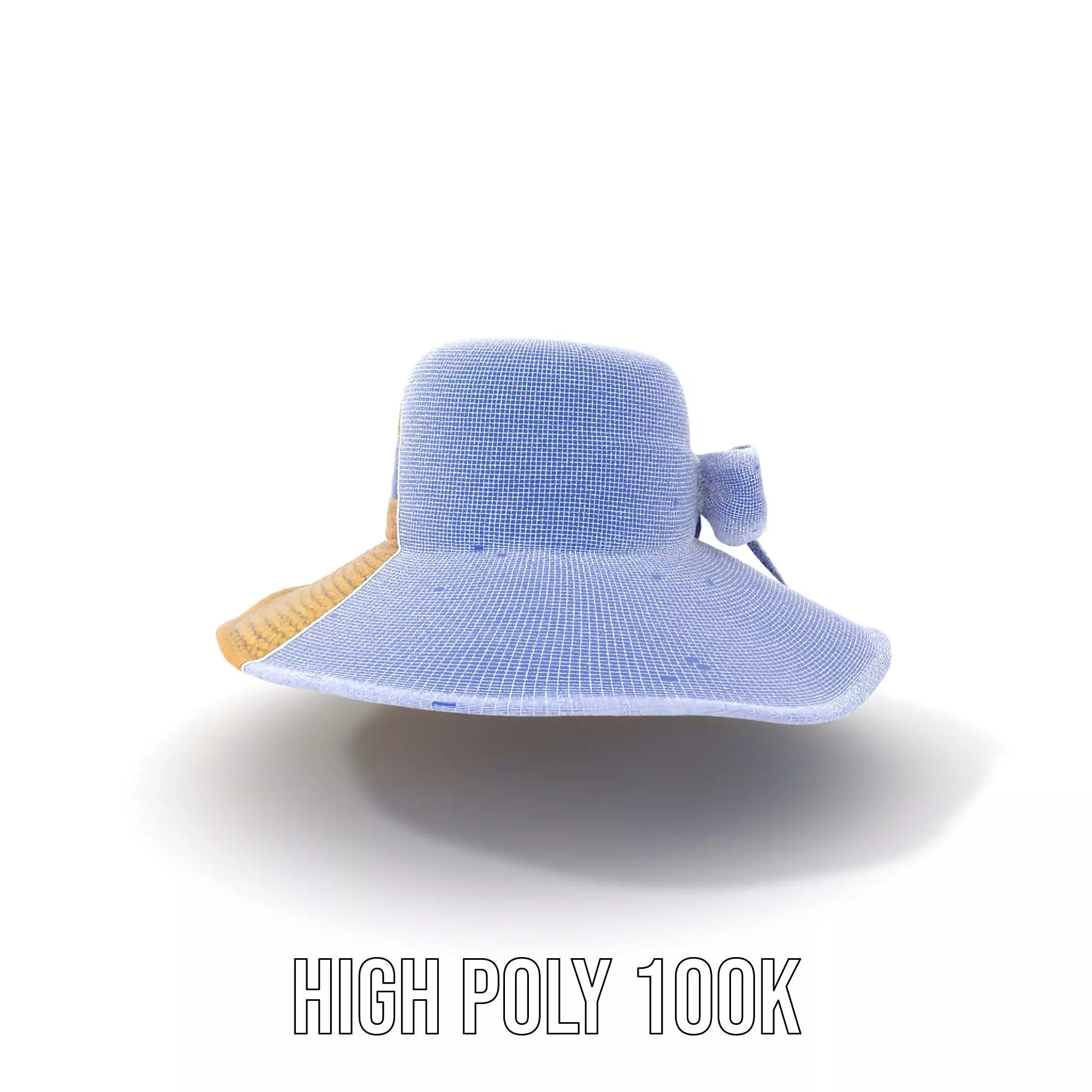 Straw Sun Hat with Blue Ribbon model pack Low-poly 3D model_5