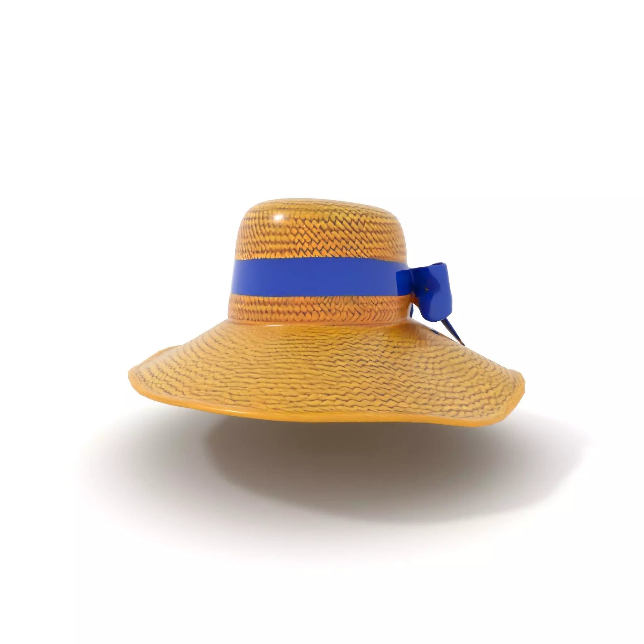Straw Sun Hat with Blue Ribbon model pack Low-poly 3D model_6