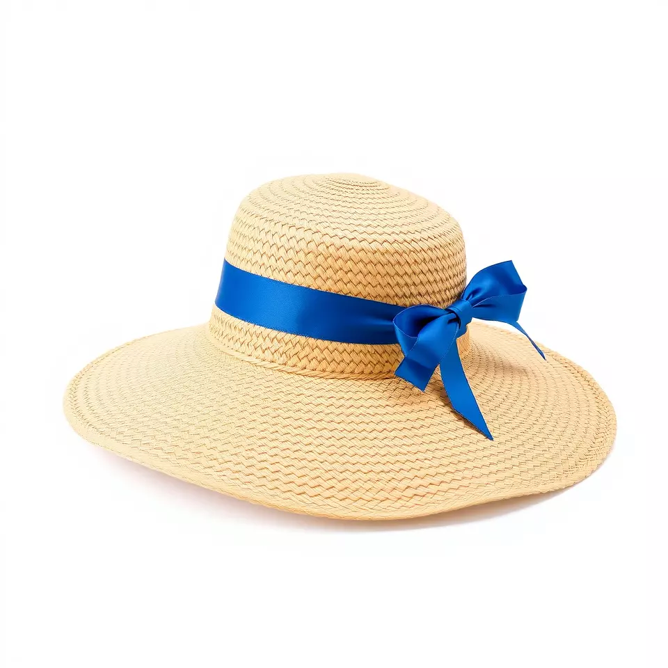 Straw Sun Hat with Blue Ribbon model pack Low-poly 3D model_3