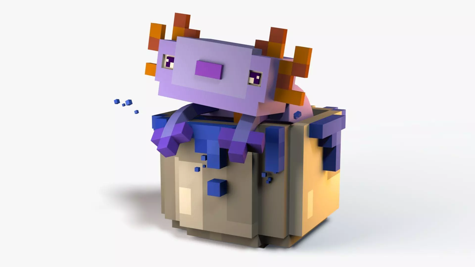 Minecraft Bucket Axolotl Free low-poly 3D model