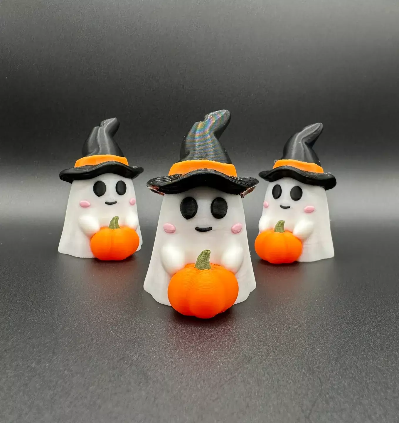 Kawaii Ghost With Witch Hat STL  3D print model_1