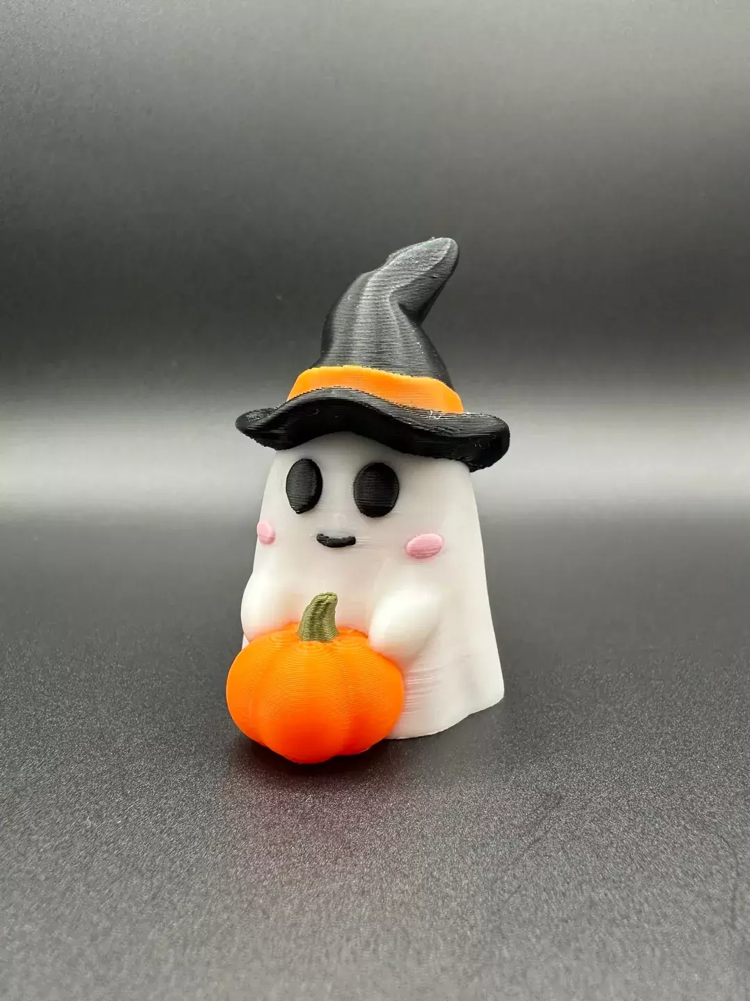 Kawaii Ghost With Witch Hat STL  3D print model_0
