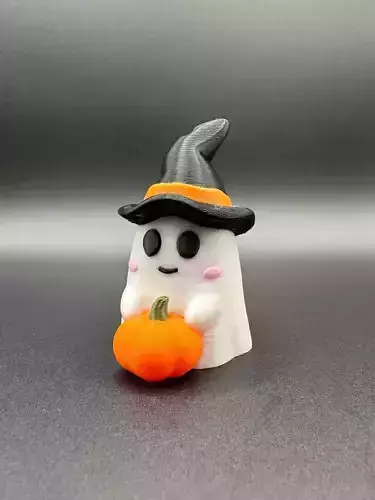 Kawaii Ghost With Witch Hat STL  3D print model