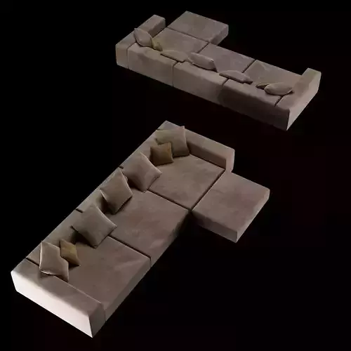 Modern angle sofa 2 with pillow 3D model