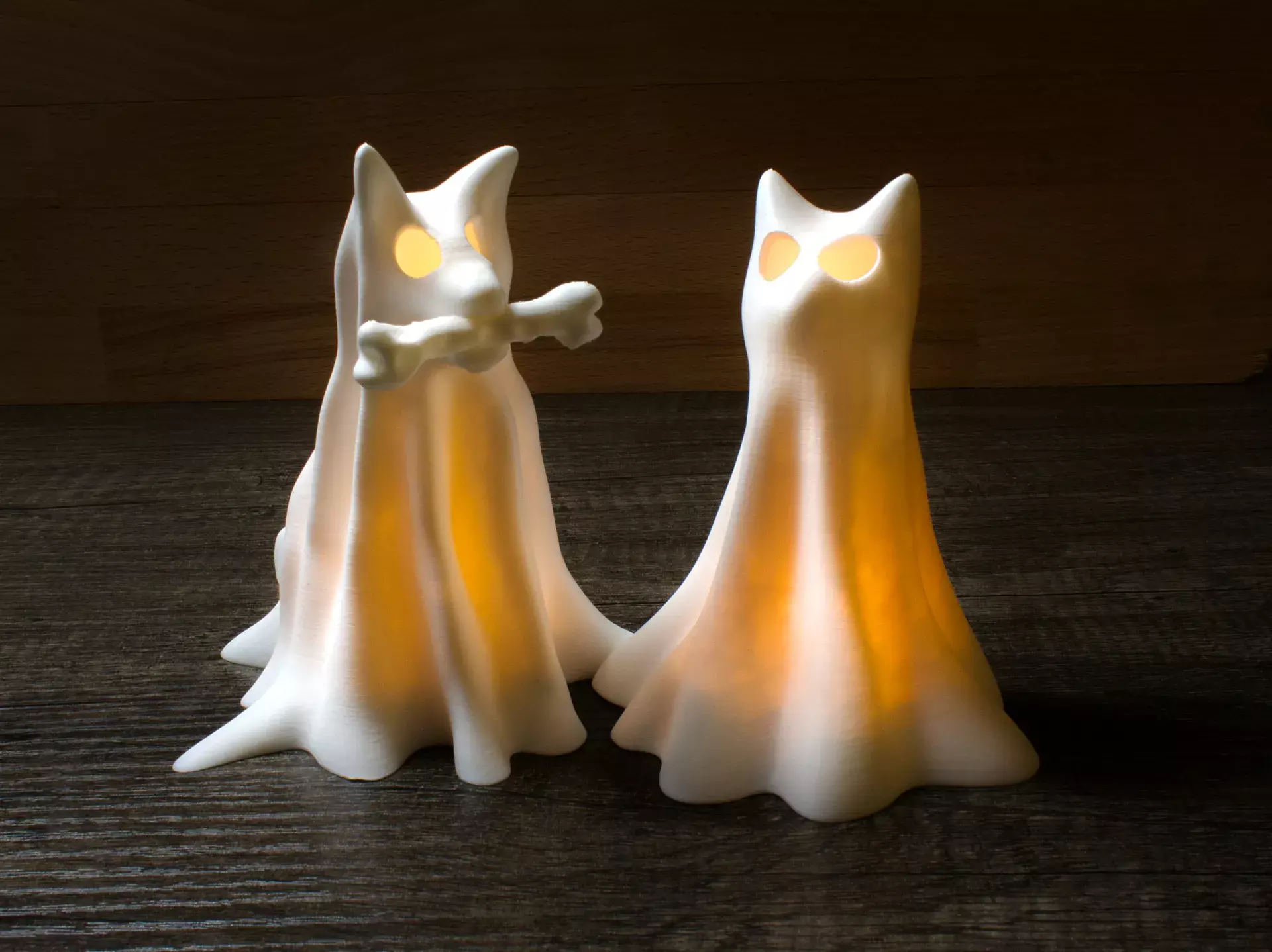 Ghost Cat Tealight Lamp STL Set  3D print model_0