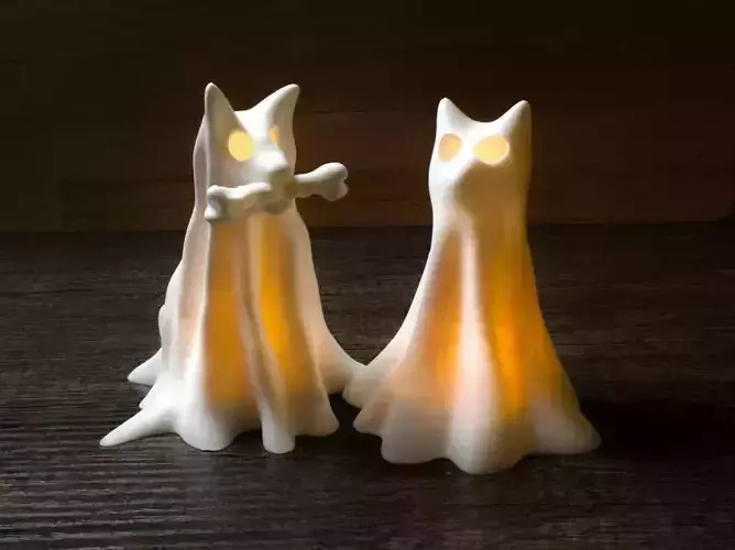 Ghost Cat Tealight Lamp STL Set  3D print model