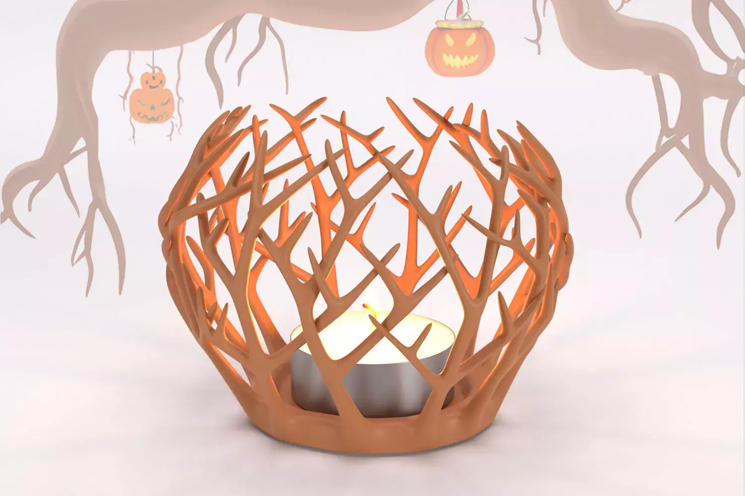Spooky Tree Branch Candle Holder STL  3D print model_1