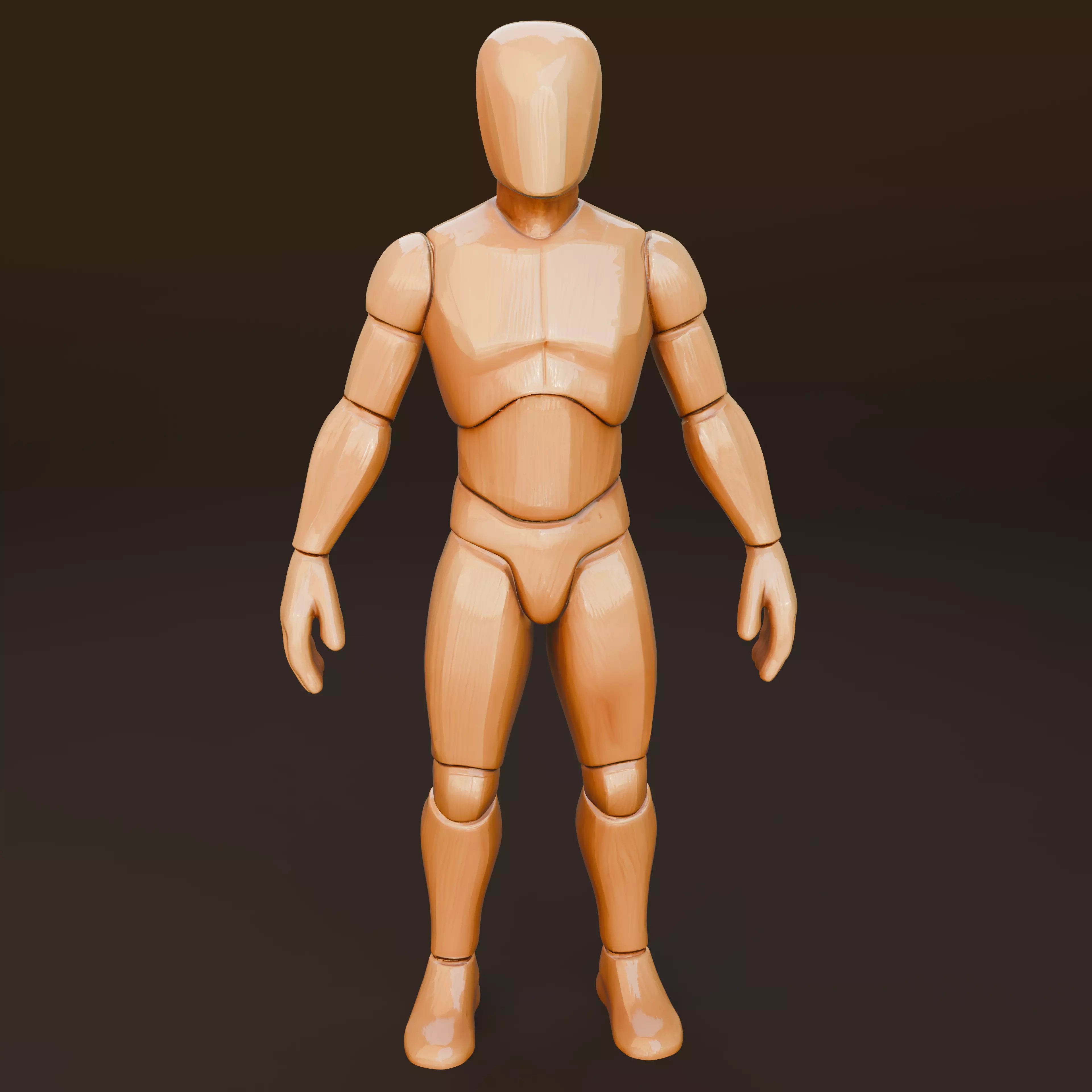 Wooden Low-Poly Mannequin 3d human model Free 3D model_1