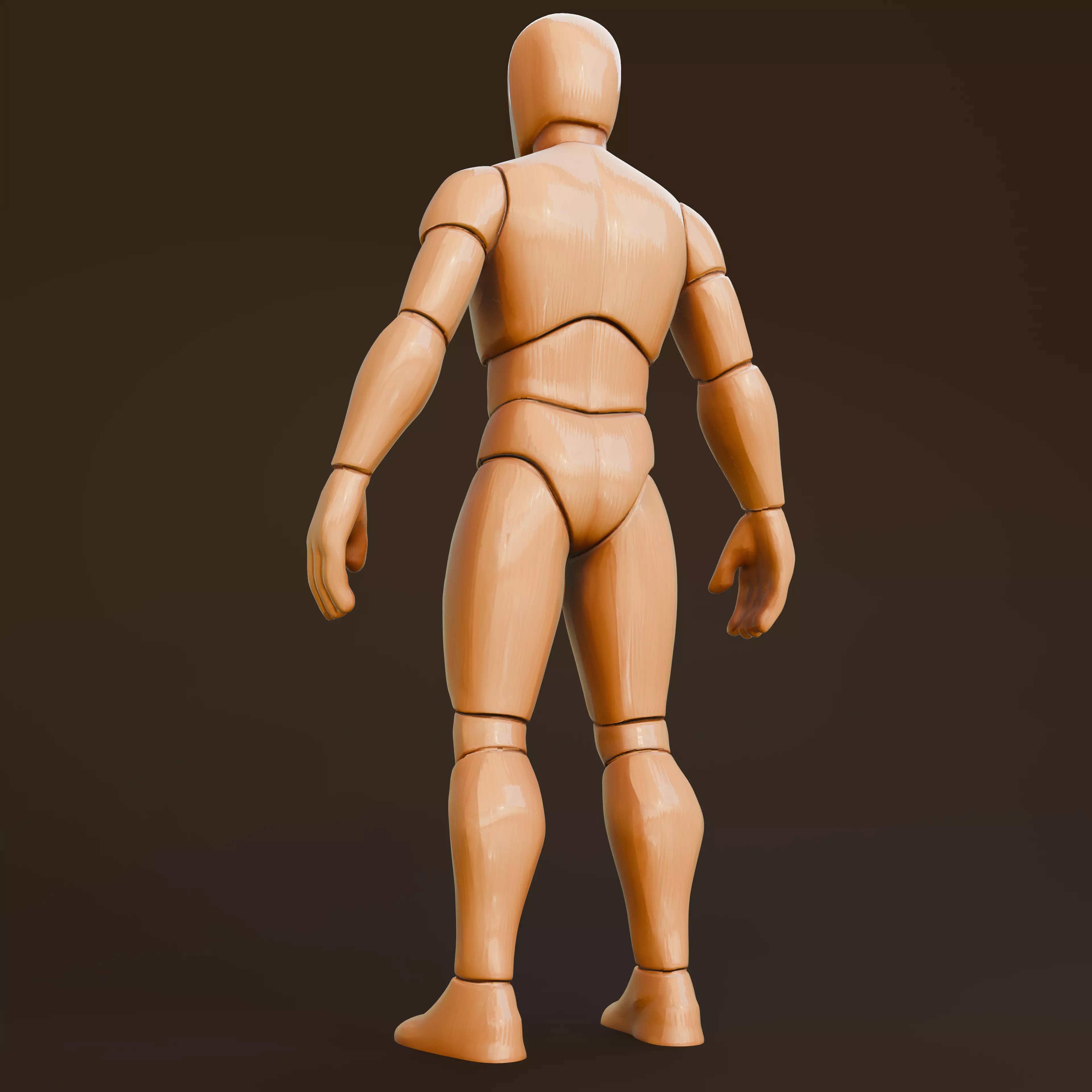 Wooden Low-Poly Mannequin 3d human model Free 3D model_10