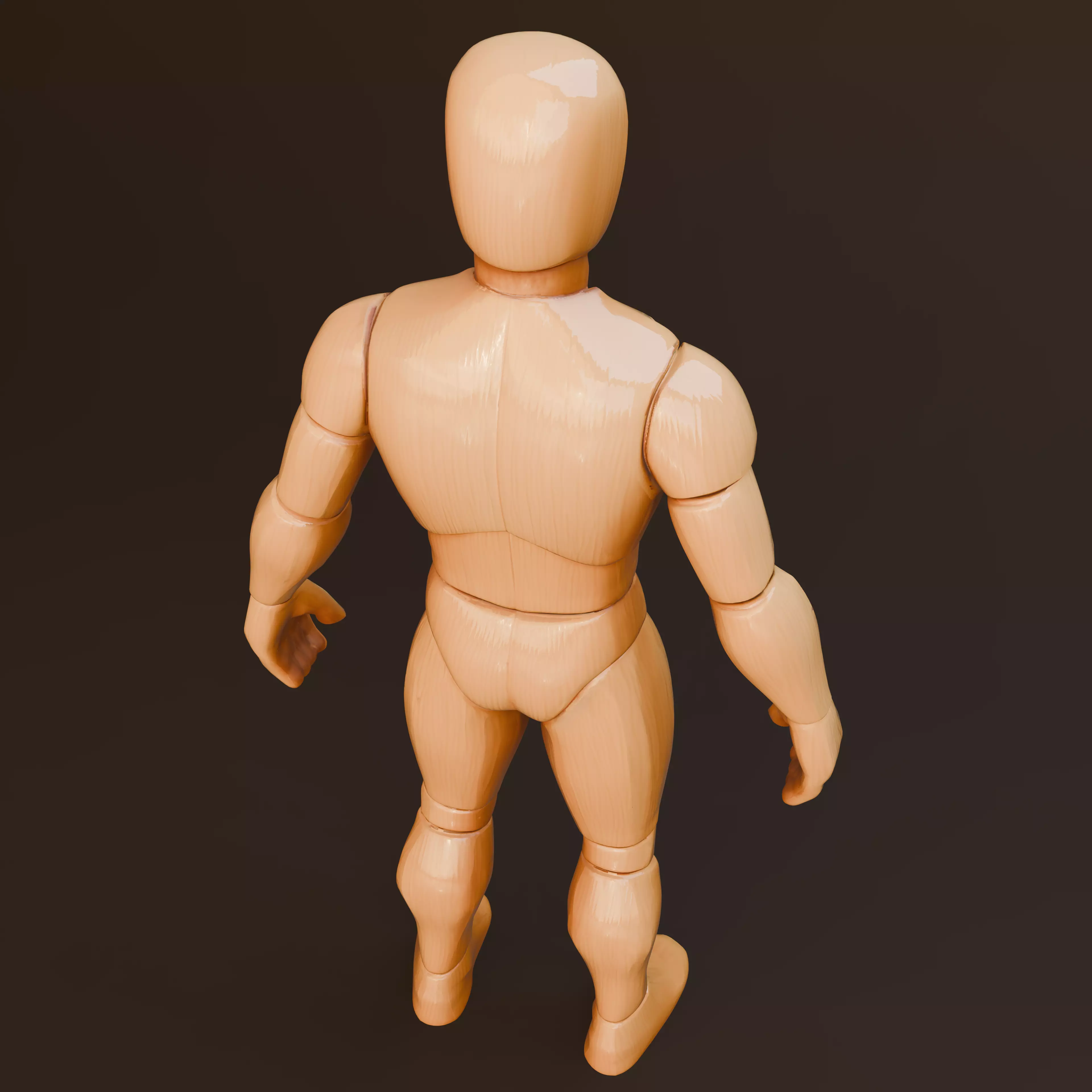 Wooden Low-Poly Mannequin 3d human model Free 3D model_5
