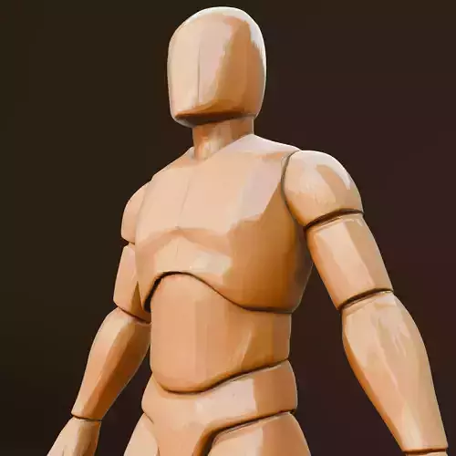 Wooden Low-Poly Mannequin 3d human model Free 3D model