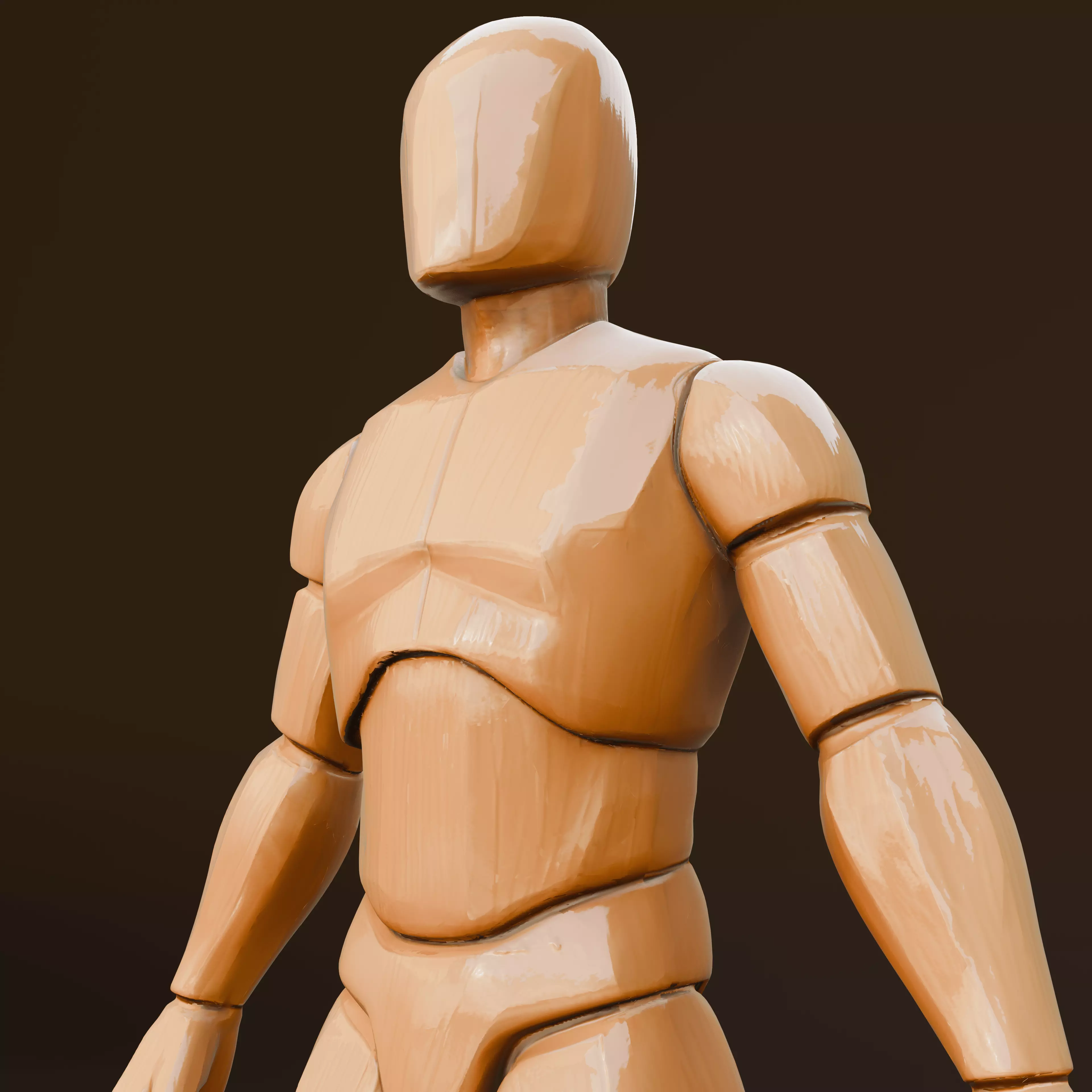 Wooden Low-Poly Mannequin 3d human model Free 3D model_0