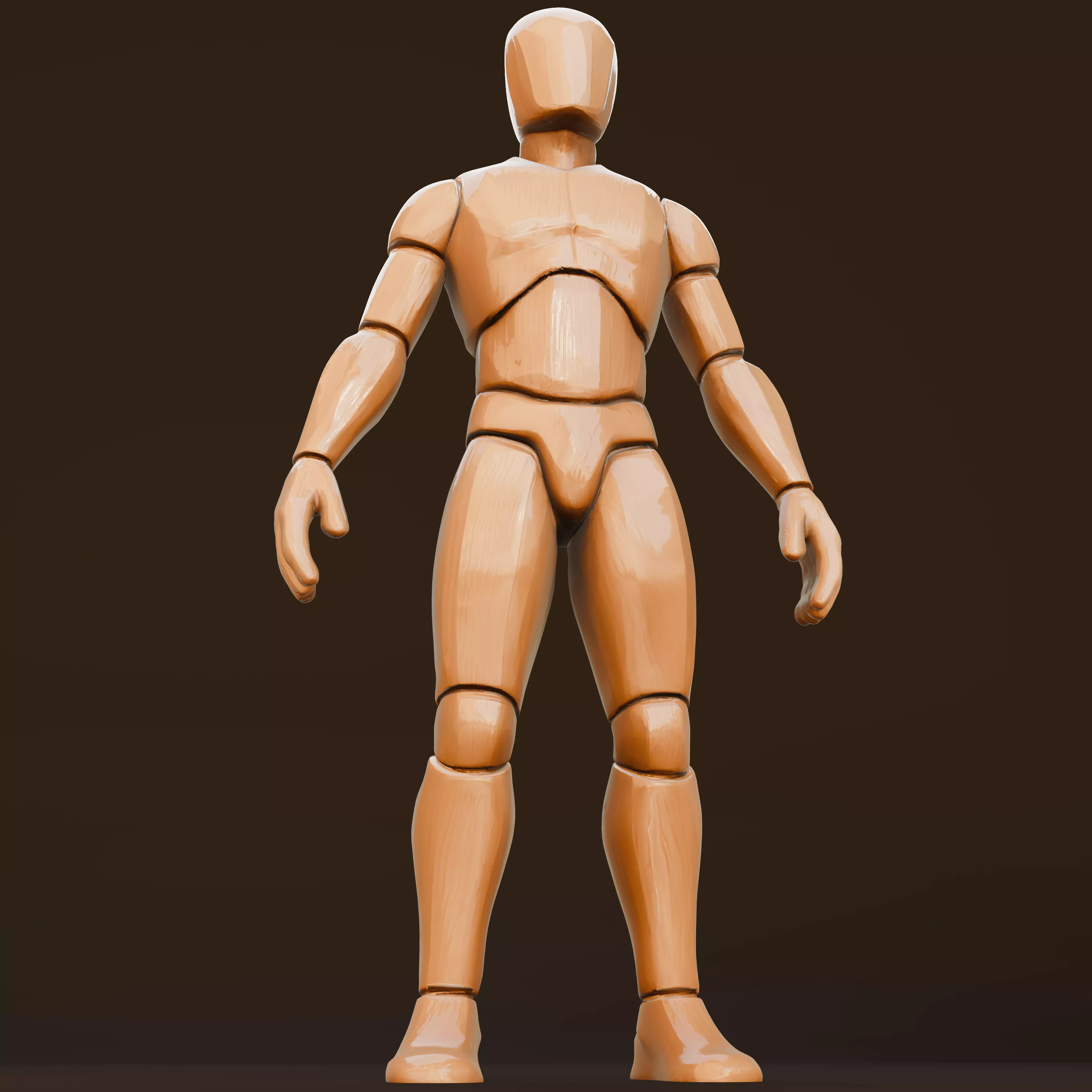 Wooden Low-Poly Mannequin 3d human model Free 3D model_4