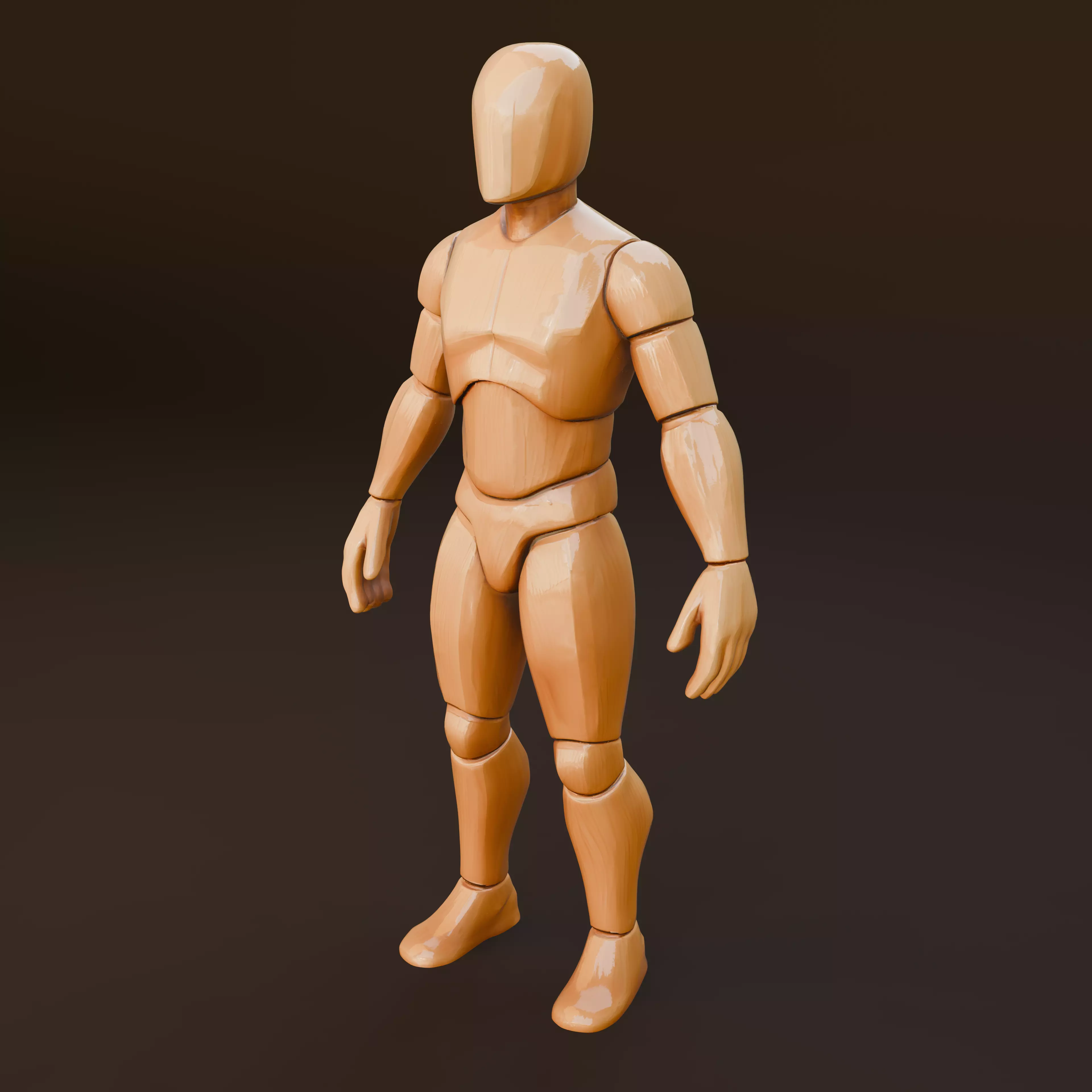 Wooden Low-Poly Mannequin 3d human model Free 3D model_2