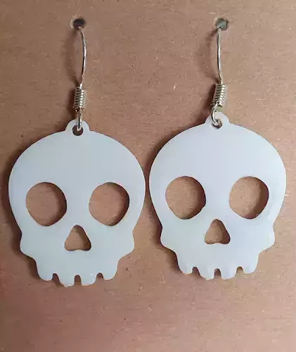 3D Printable Skull Earrings STL 3D print model 3D Printable Skull Earrings STL 3D print model