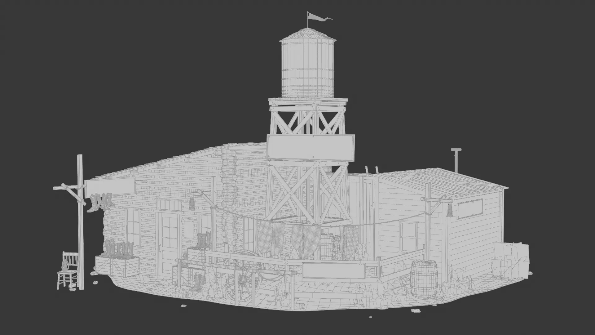 Wild West Building Shoe Store 3D model_1