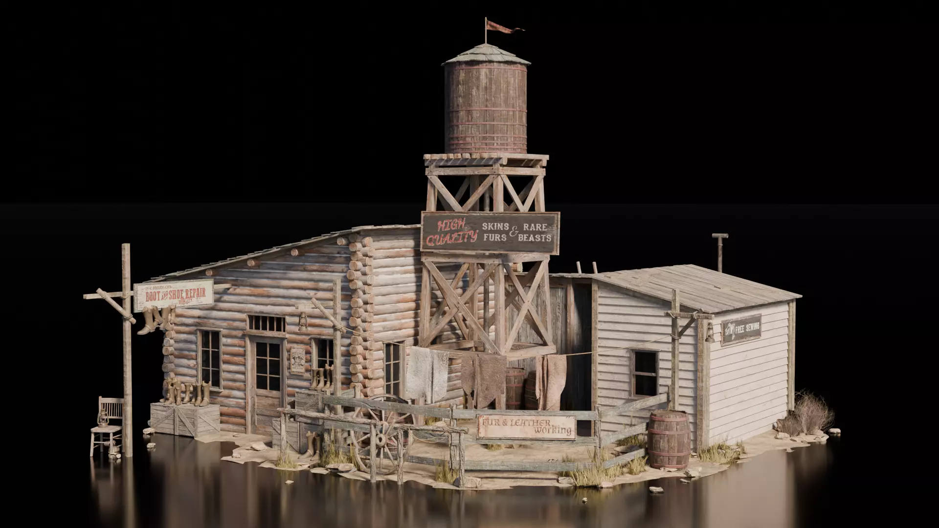 Wild West Building Shoe Store 3D model_0