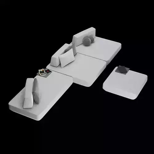 Modular sofa 2 with pillows and decor elements 3D model