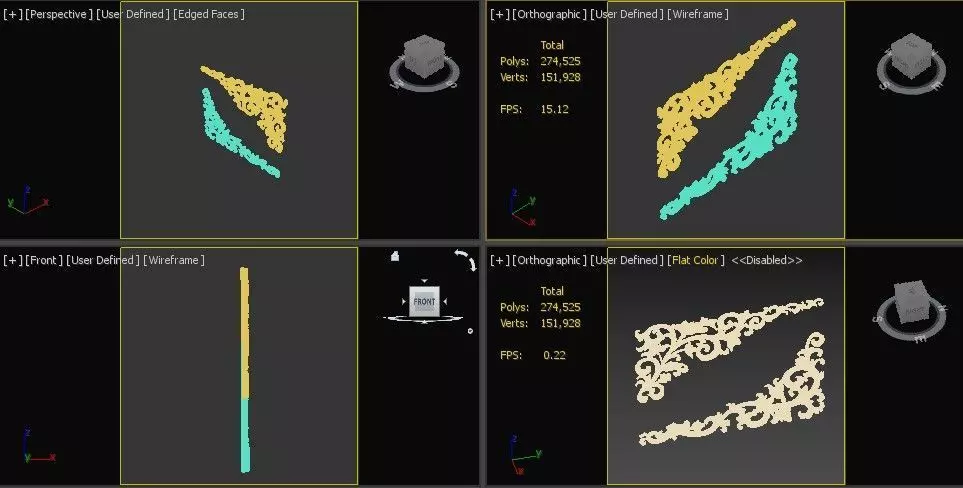 Ceiling and Wall Molding 3D Models Decorative Pack of 8 3D model_7