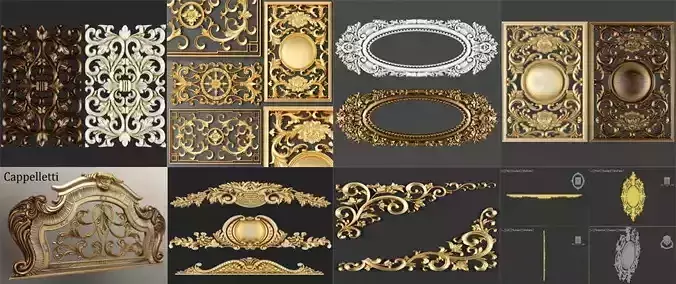 Ceiling  and Wall Molding 3D Models   Decorative   Pack of 8