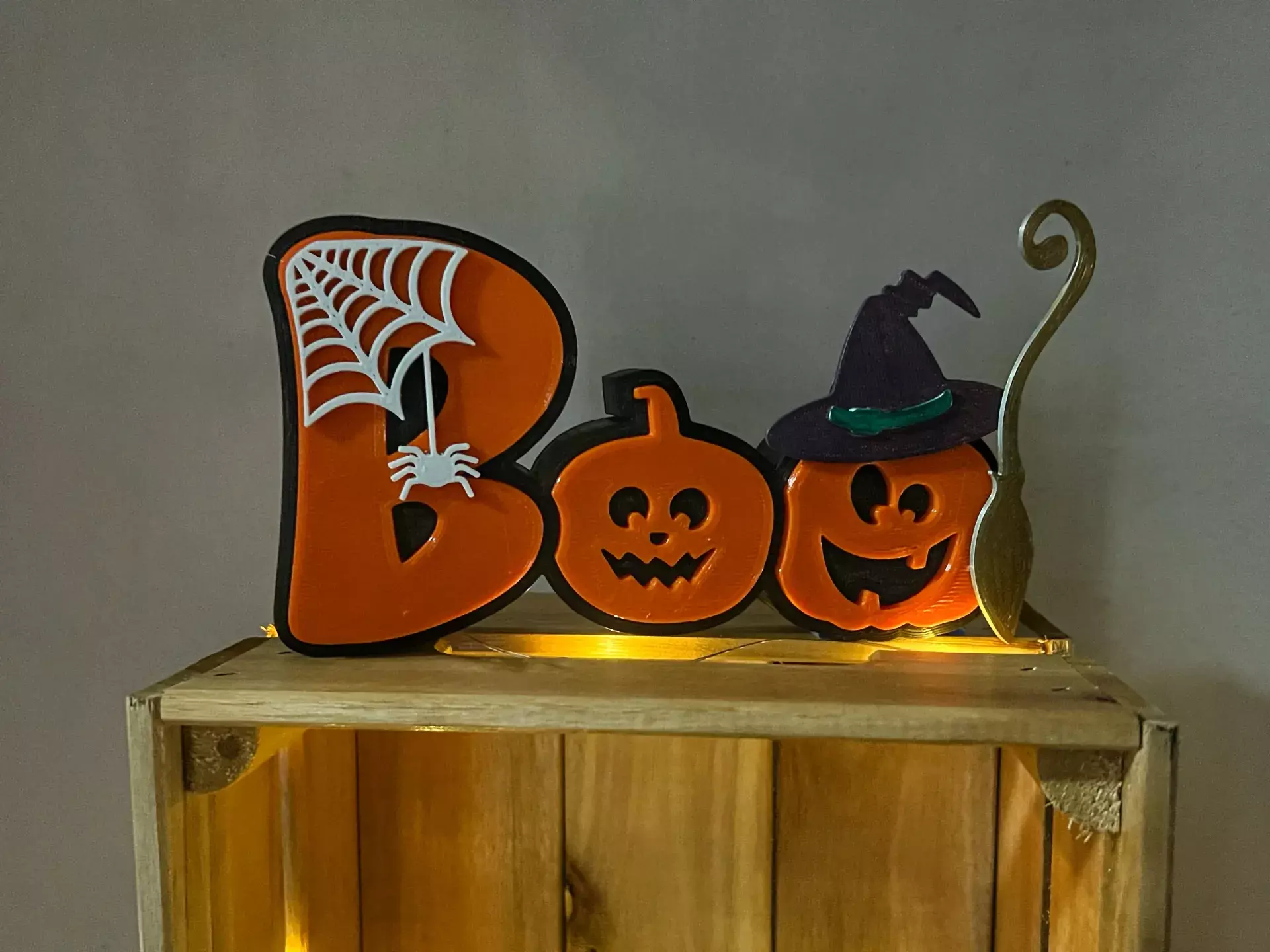 BOO Pumpkin Halloween Sign STL 3D print model_6