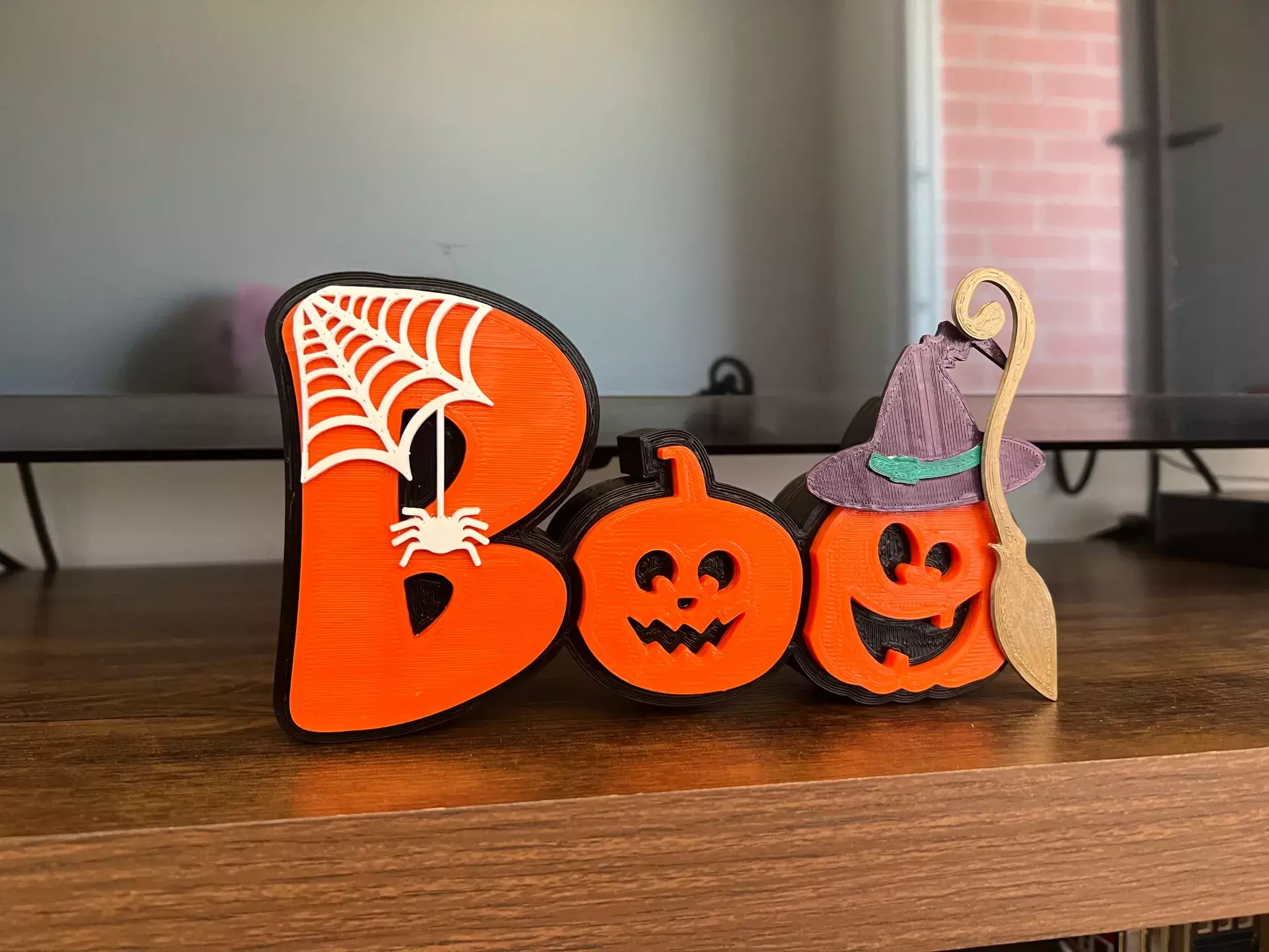 BOO Pumpkin Halloween Sign STL 3D print model_5