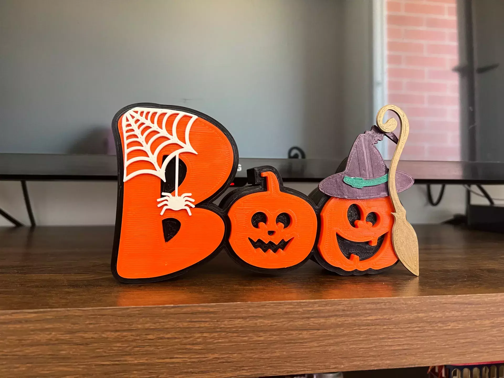 BOO Pumpkin Halloween Sign STL 3D print model_4