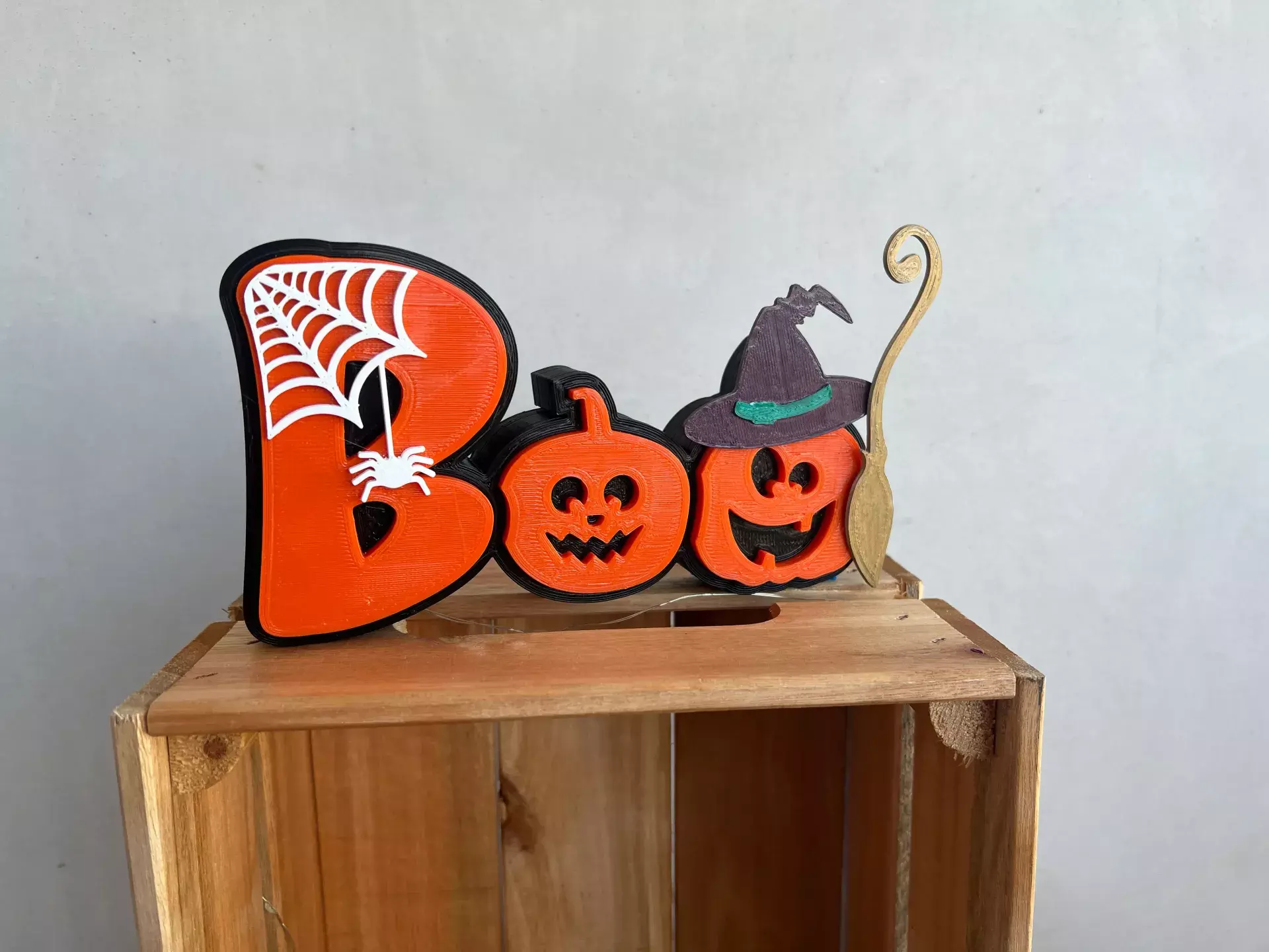 BOO Pumpkin Halloween Sign STL 3D print model_2