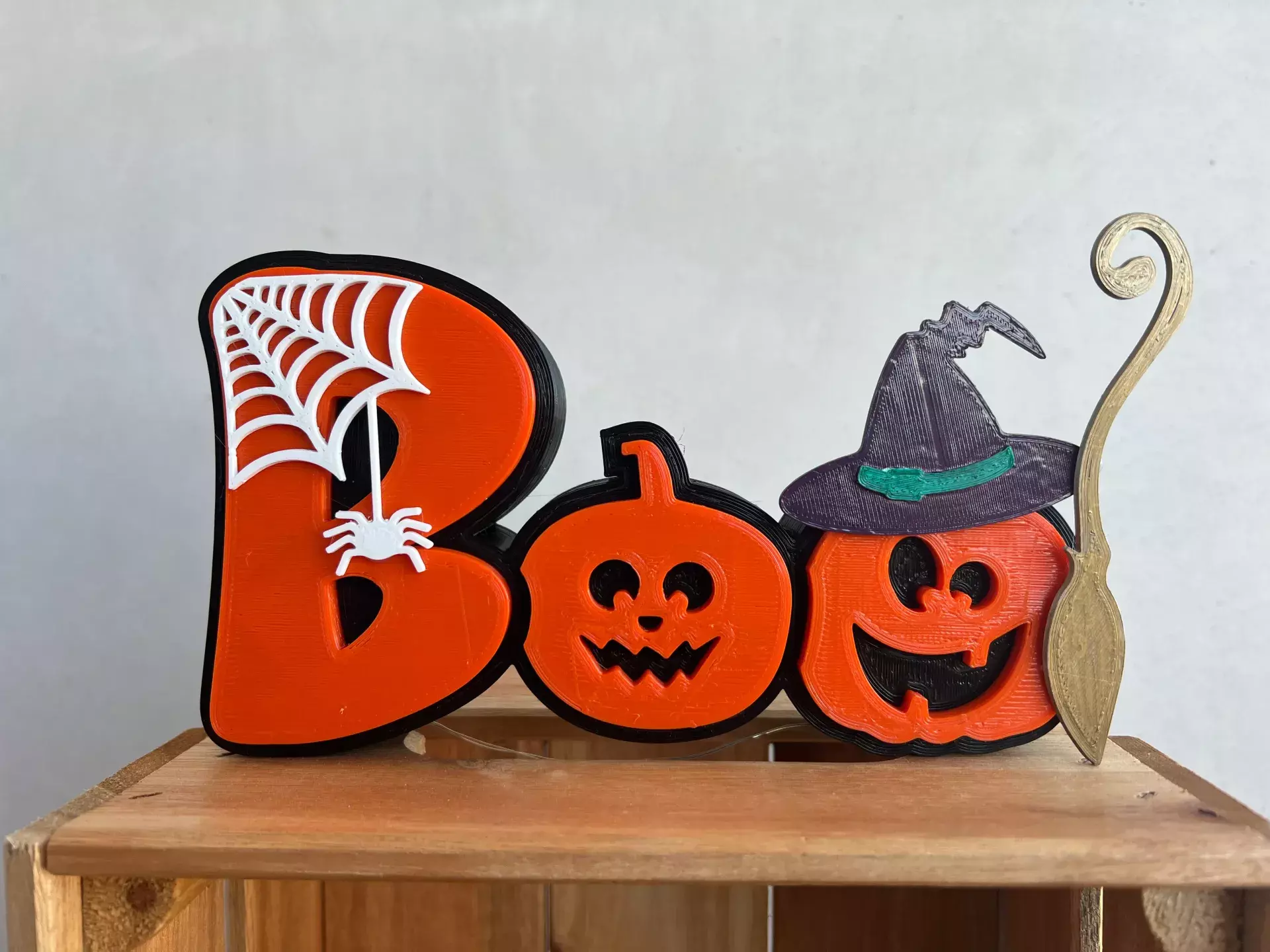 BOO Pumpkin Halloween Sign STL 3D print model_0