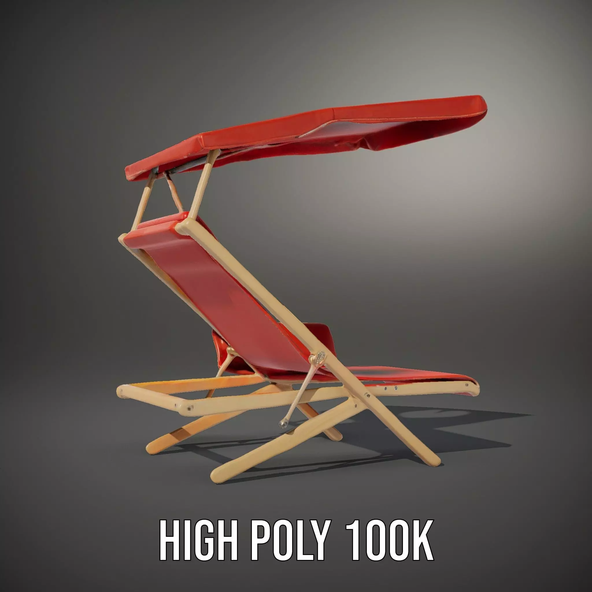 Red Canvas Sun Lounger model pack Low-poly 3D model_9
