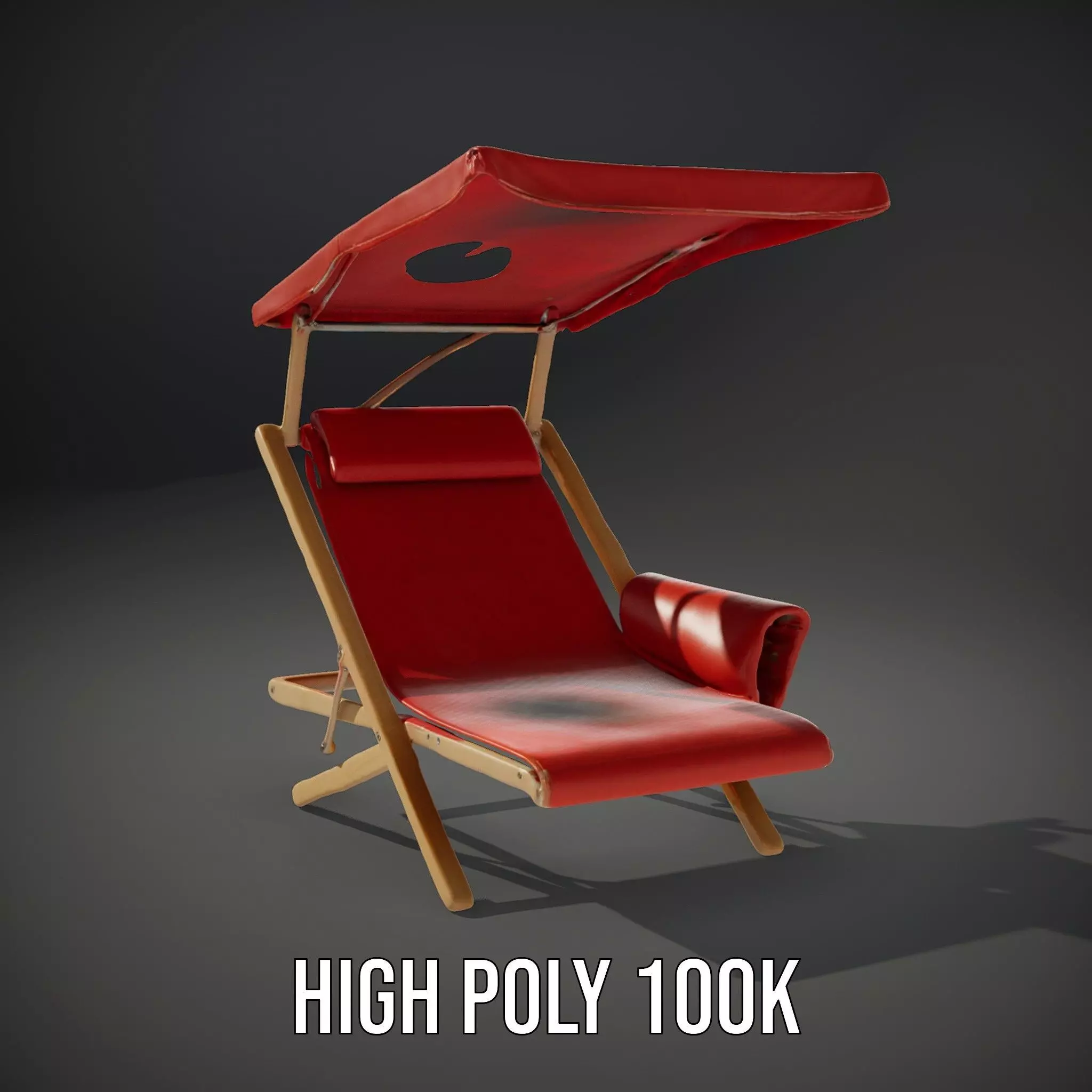 Red Canvas Sun Lounger model pack Low-poly 3D model_11
