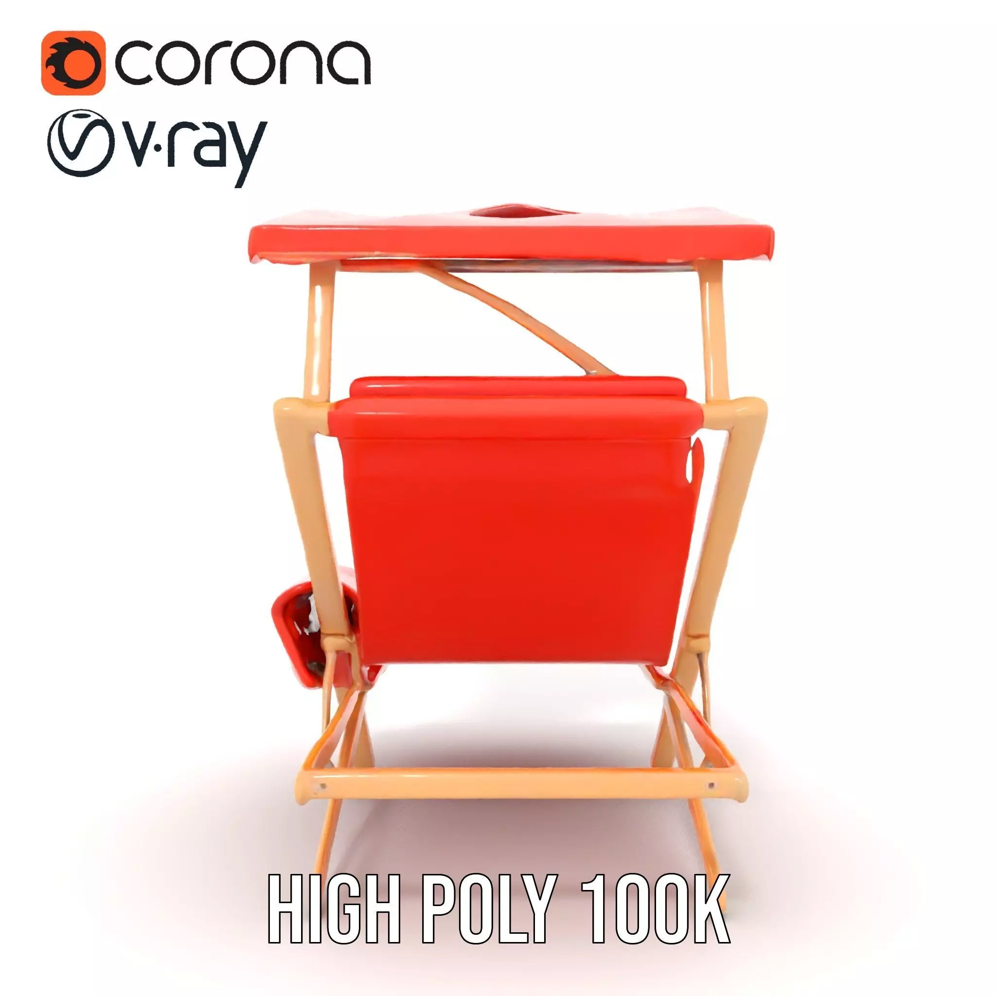 Red Canvas Sun Lounger model pack Low-poly 3D model_24