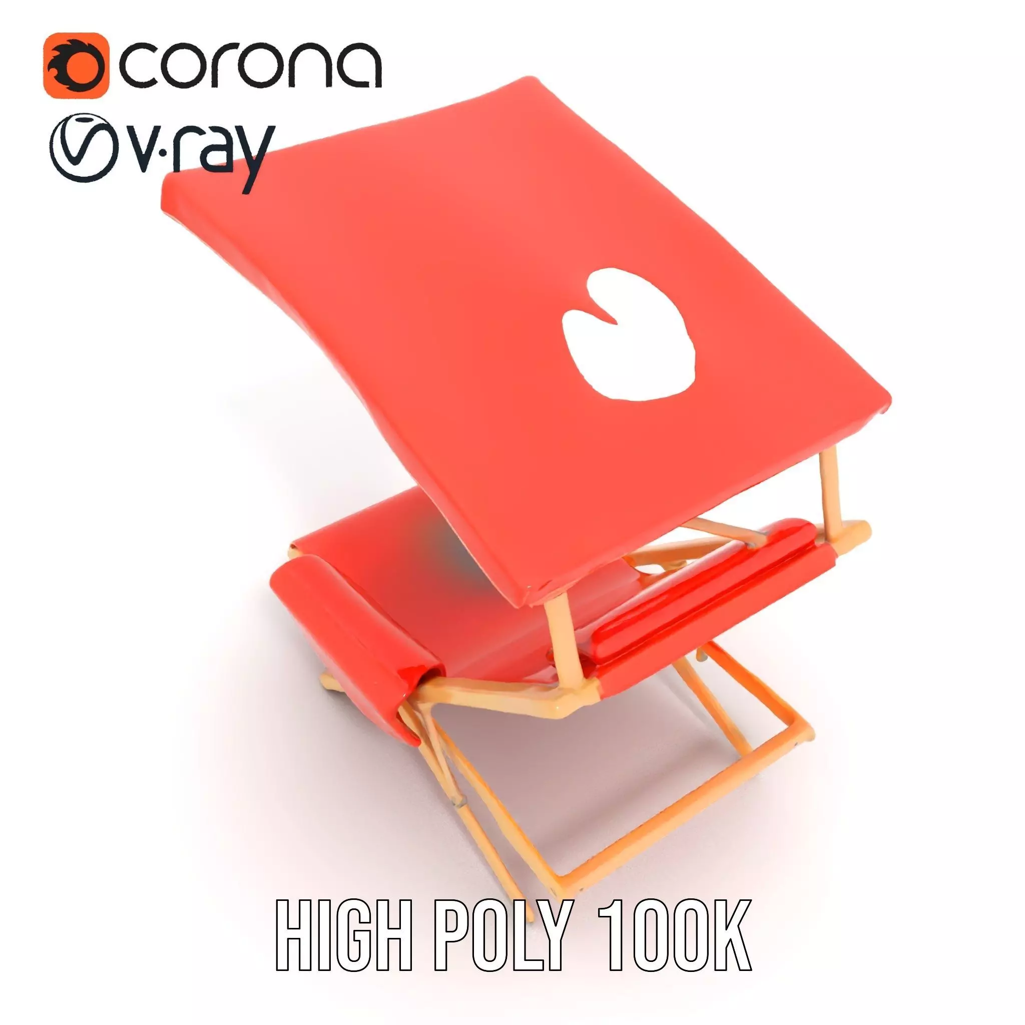 Red Canvas Sun Lounger model pack Low-poly 3D model_16