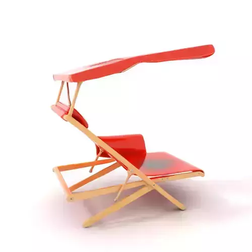 Red Canvas Sun Lounger model pack Low-poly 3D model