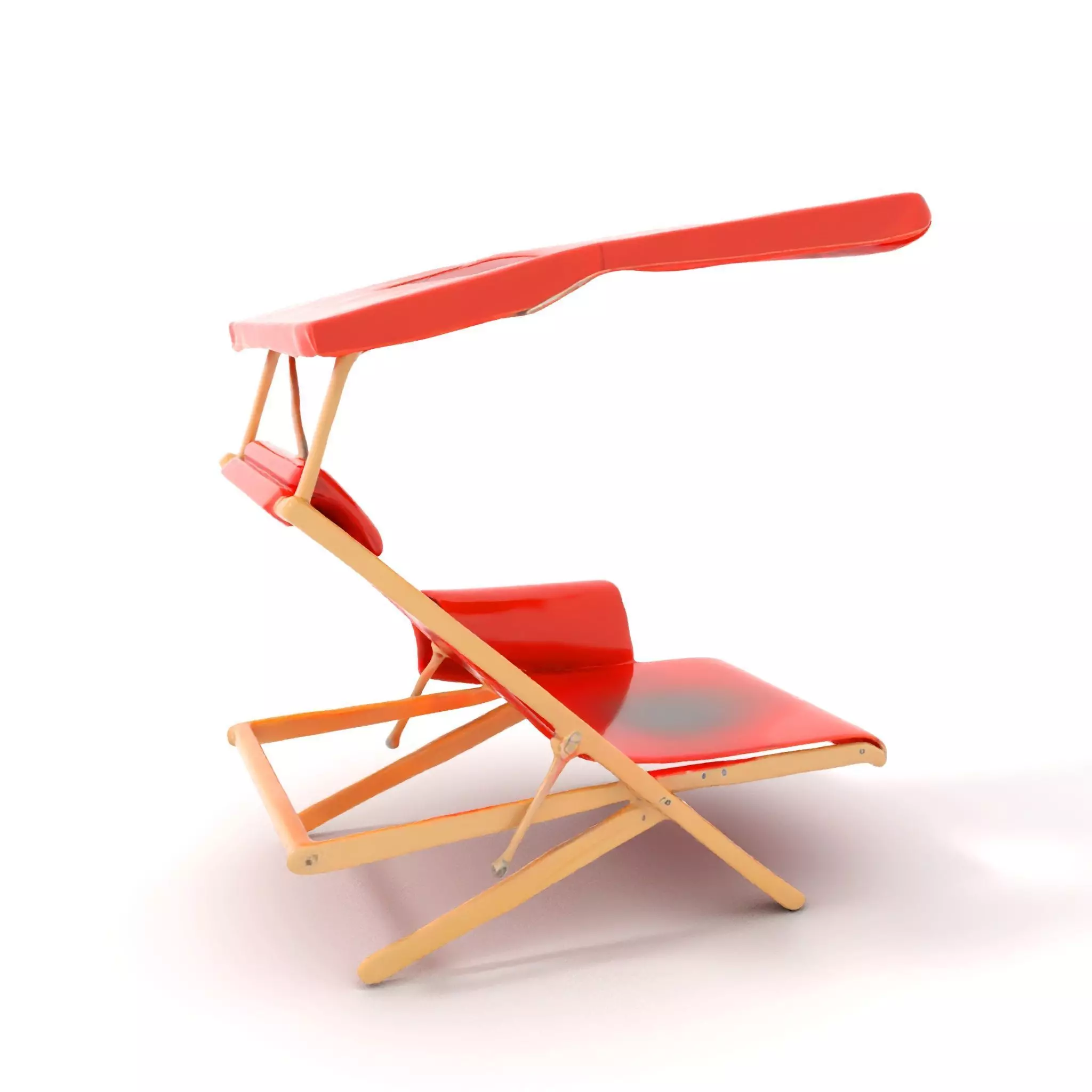 Red Canvas Sun Lounger model pack Low-poly 3D model_0