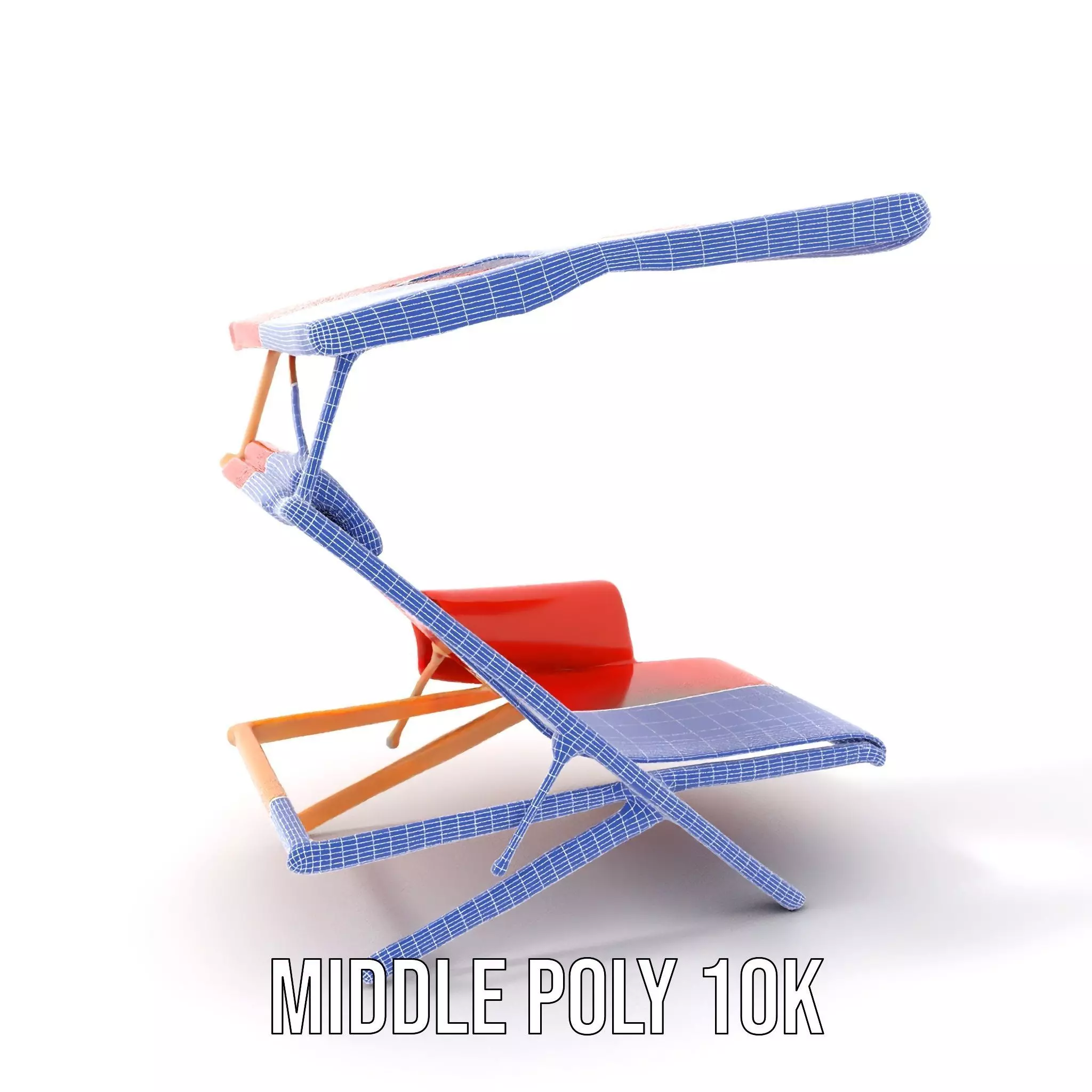 Red Canvas Sun Lounger model pack Low-poly 3D model_14