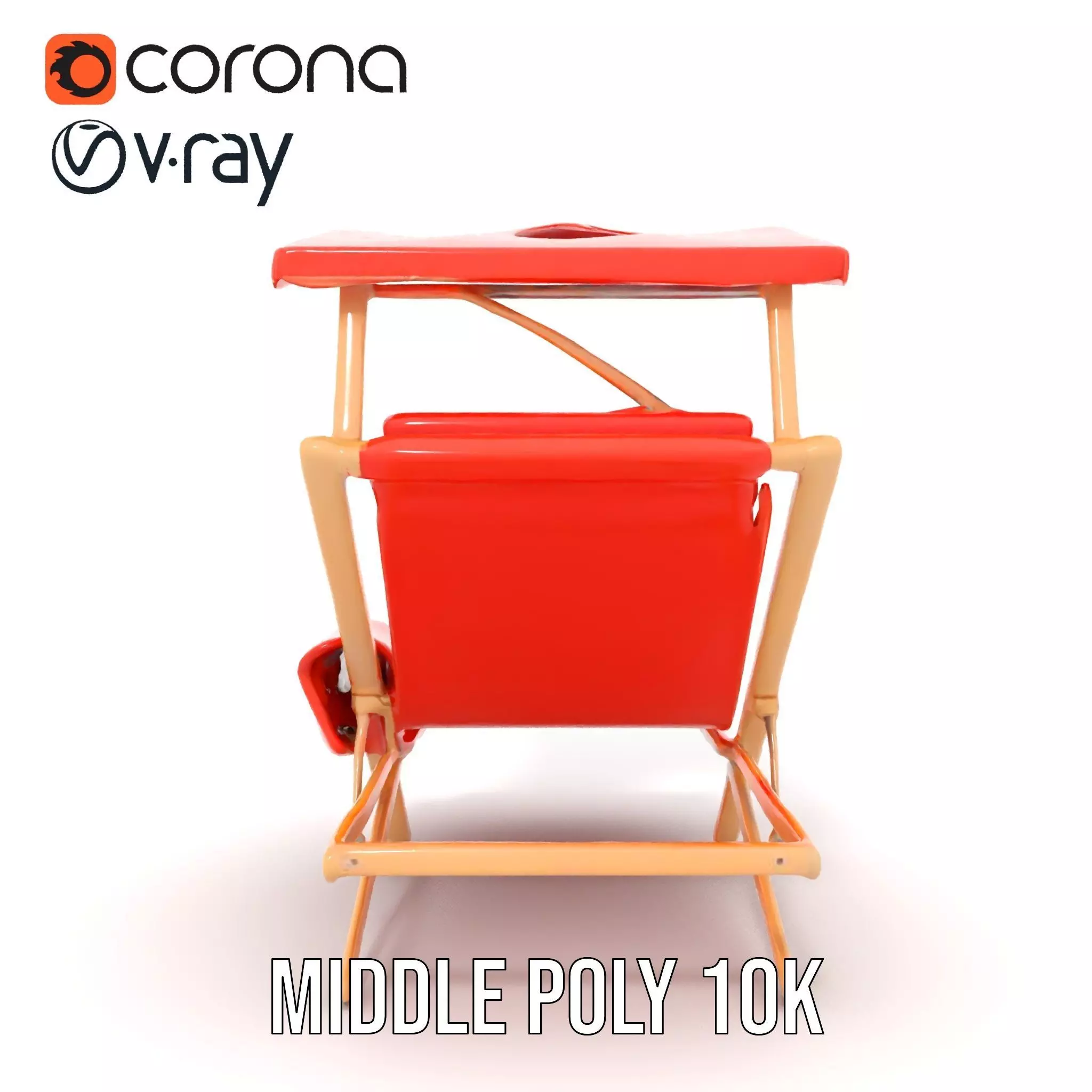 Red Canvas Sun Lounger model pack Low-poly 3D model_12