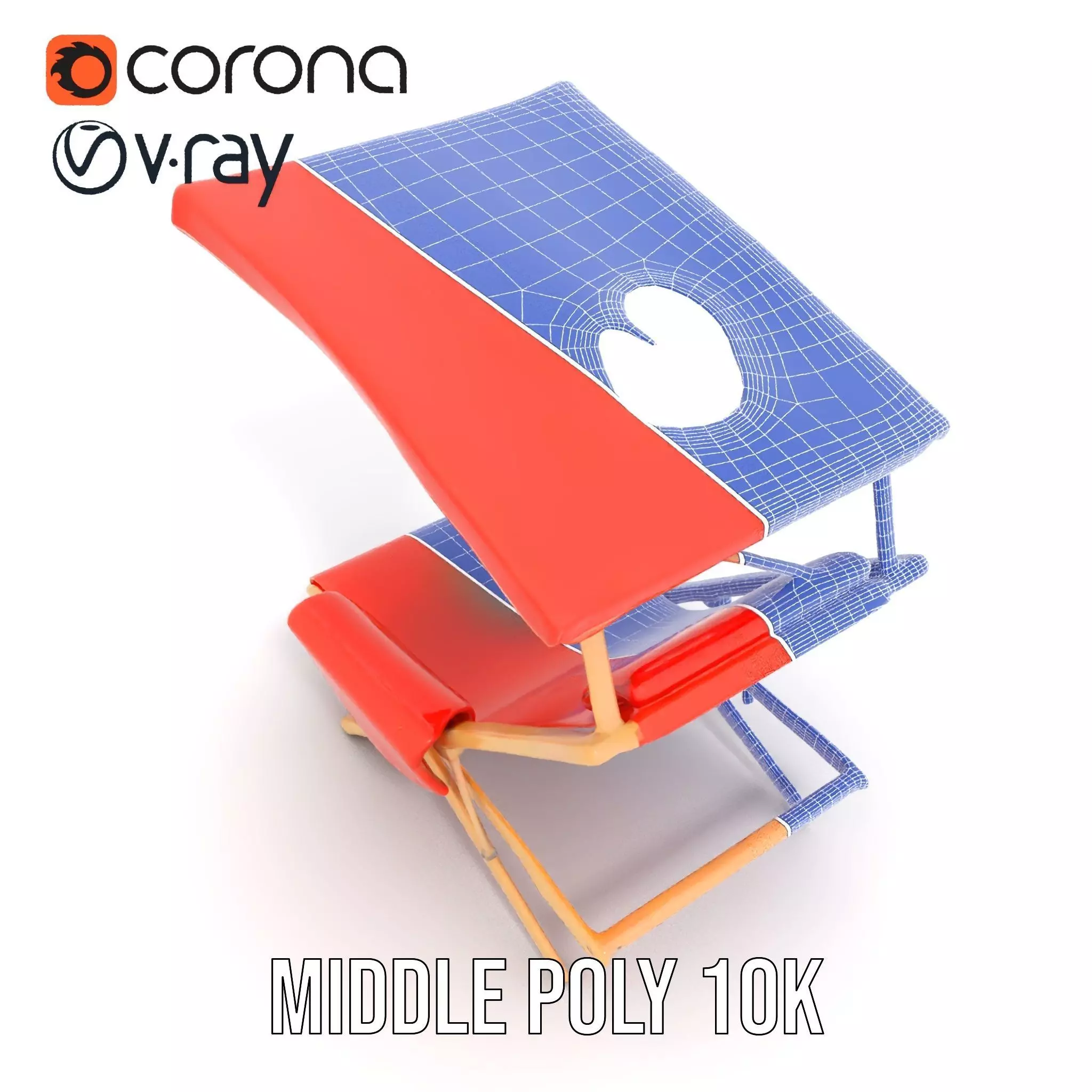 Red Canvas Sun Lounger model pack Low-poly 3D model_22