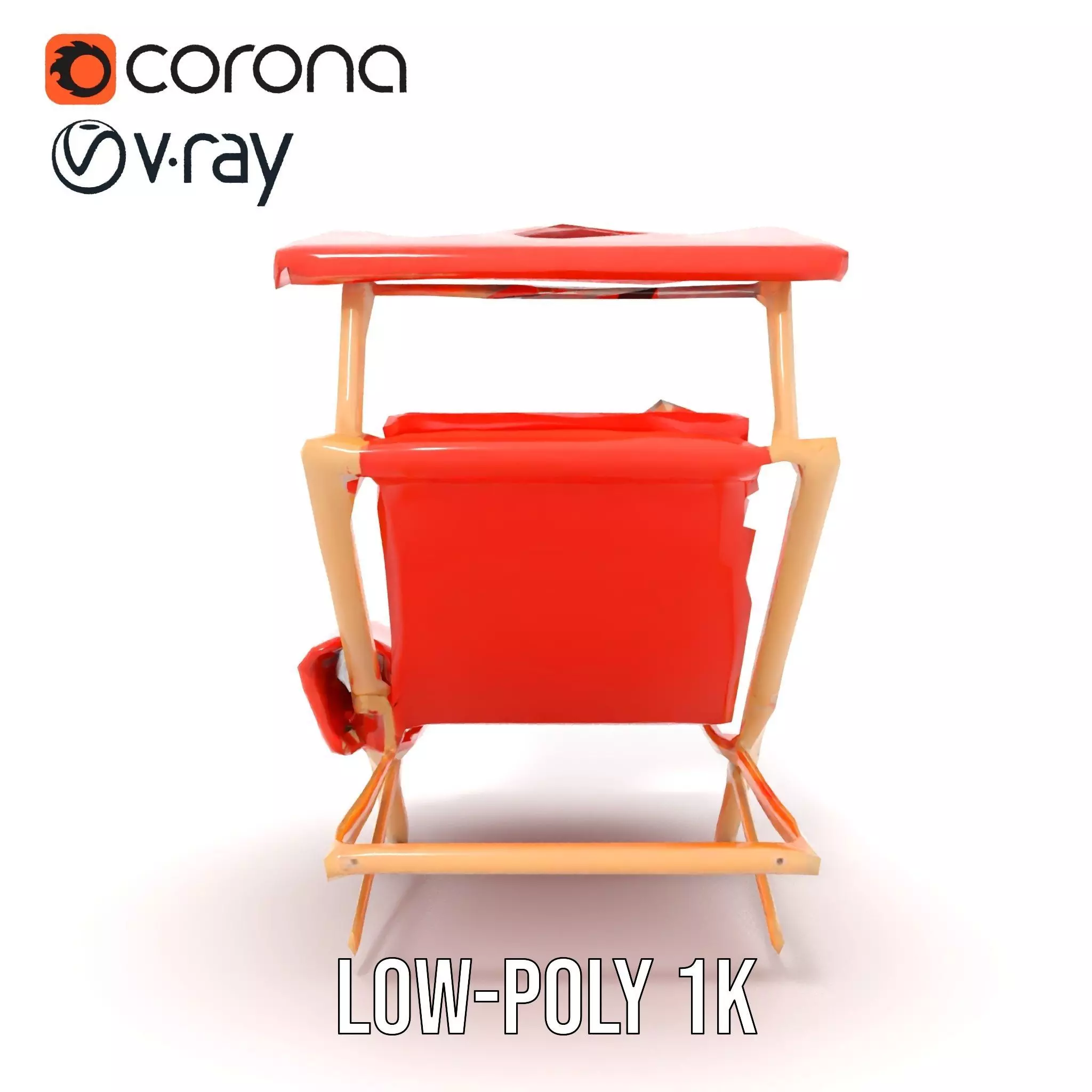 Red Canvas Sun Lounger model pack Low-poly 3D model_8