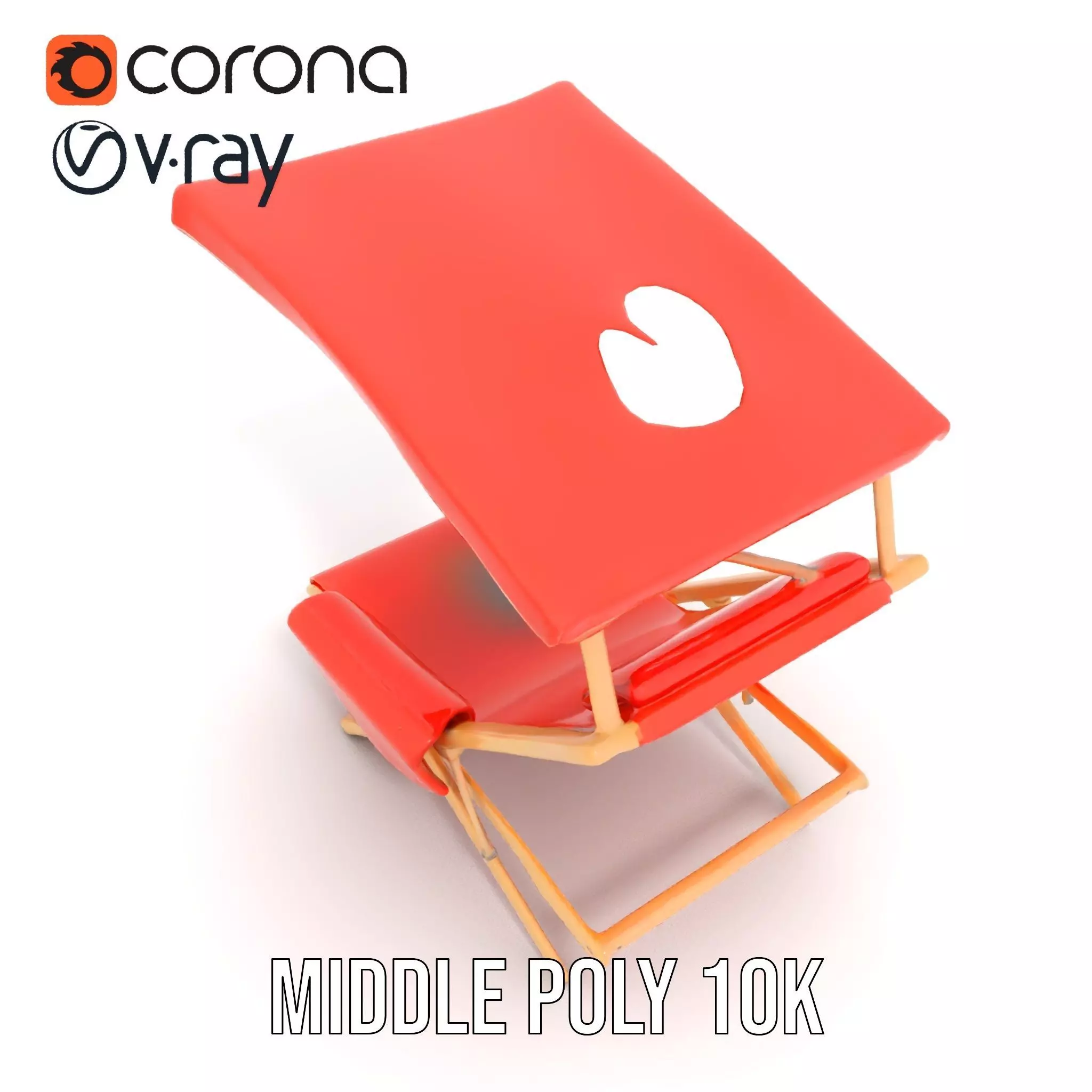 Red Canvas Sun Lounger model pack Low-poly 3D model_28