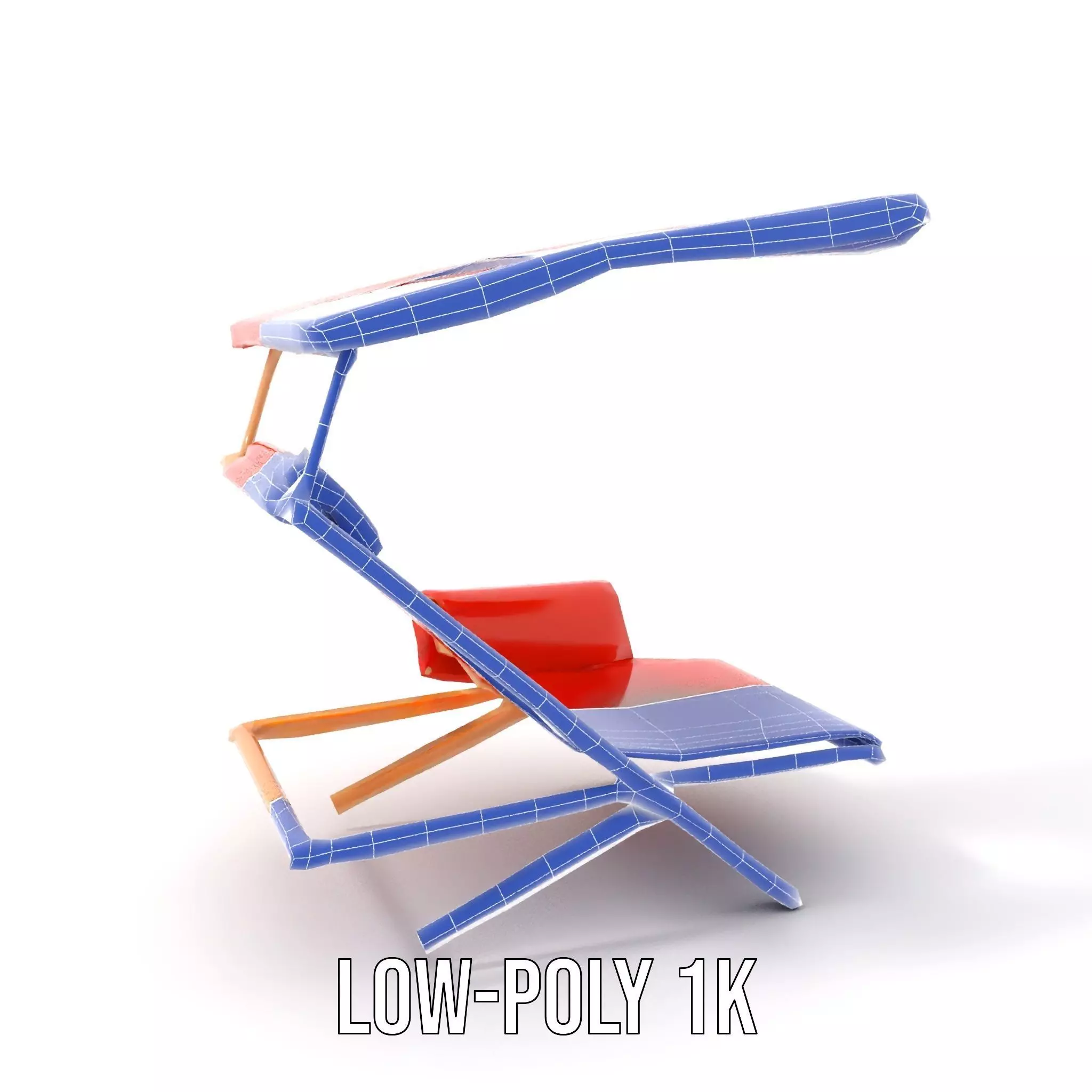 Red Canvas Sun Lounger model pack Low-poly 3D model_21