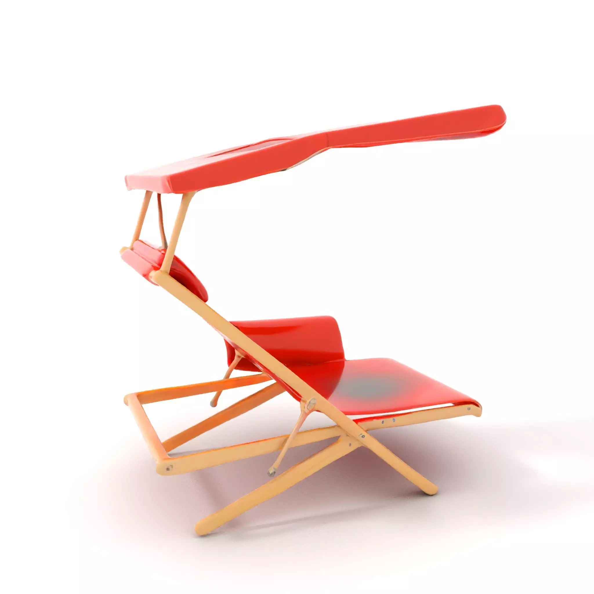 Red Canvas Sun Lounger model pack Low-poly 3D model_6